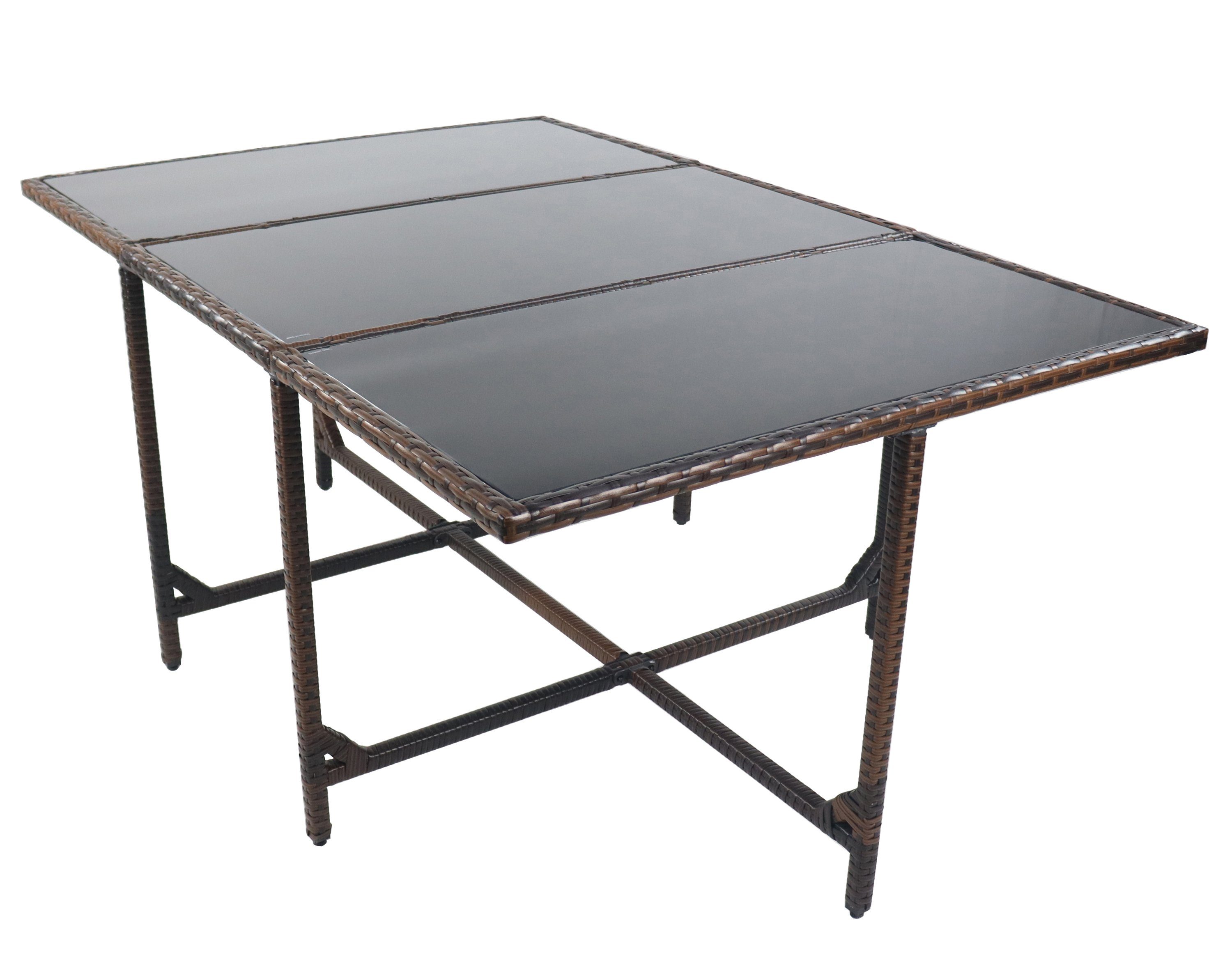 VCM Gartentisch Rattan Gartentisch Balkontisch Raloso 170x110