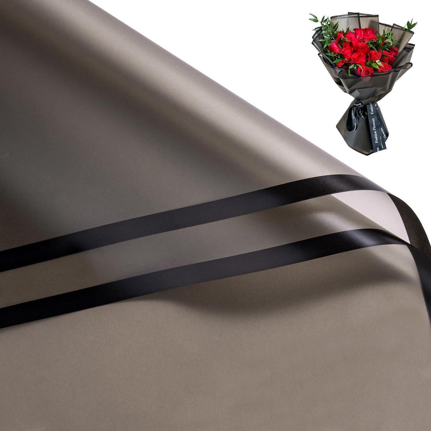 LuxusKollektion Geschenkpapier Blumenpapier wasserfest Schwarz 20 Blatt