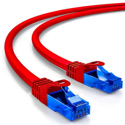 deleyCON deleyCON 25m CAT6 Patchkabel Netzwerkkabel Ethernet LAN DSL Kabel Rot LAN-Kabel