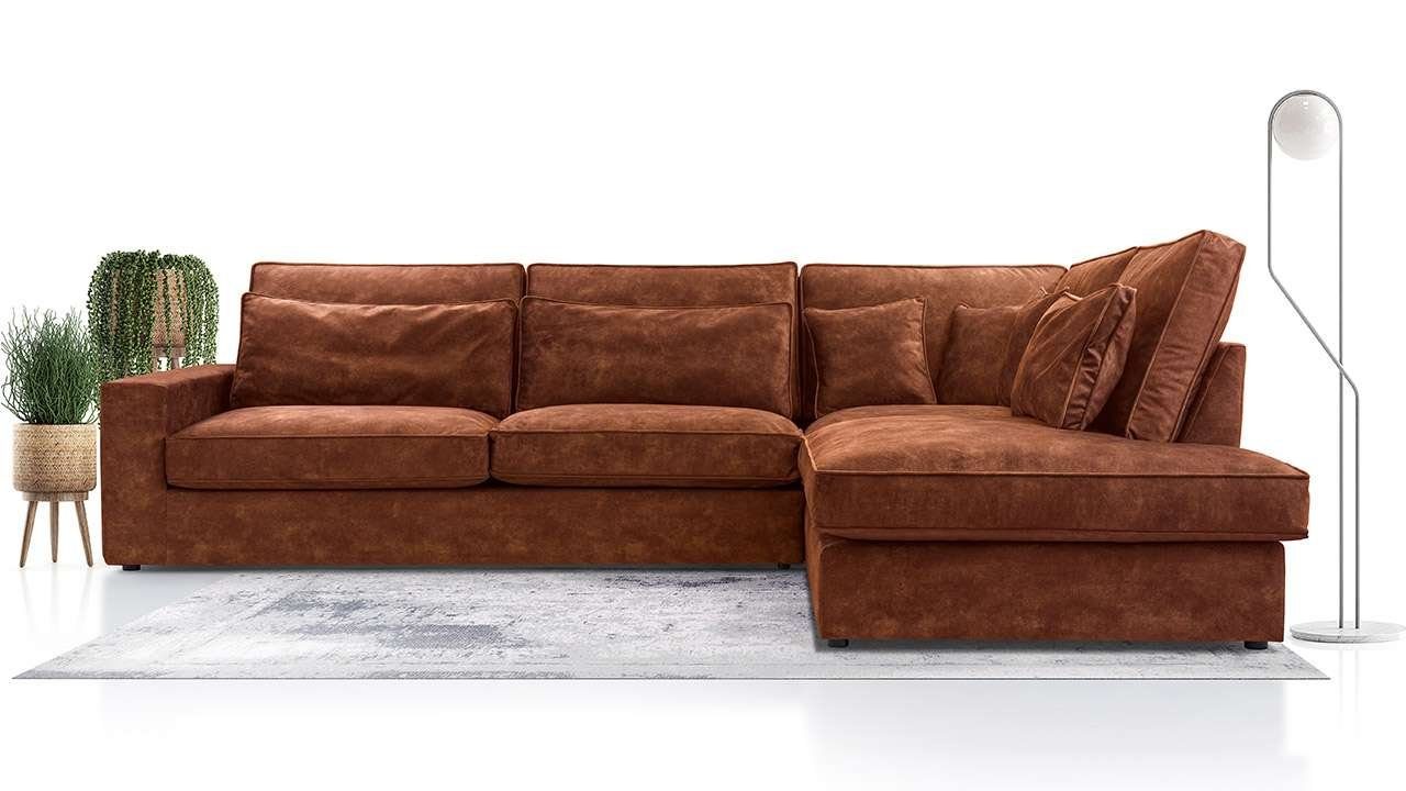 MKS MÖBEL Ecksofa CARDI, Wohnzimmer L Couch - Polstersofa ohne Bettkasten Braun Palladium