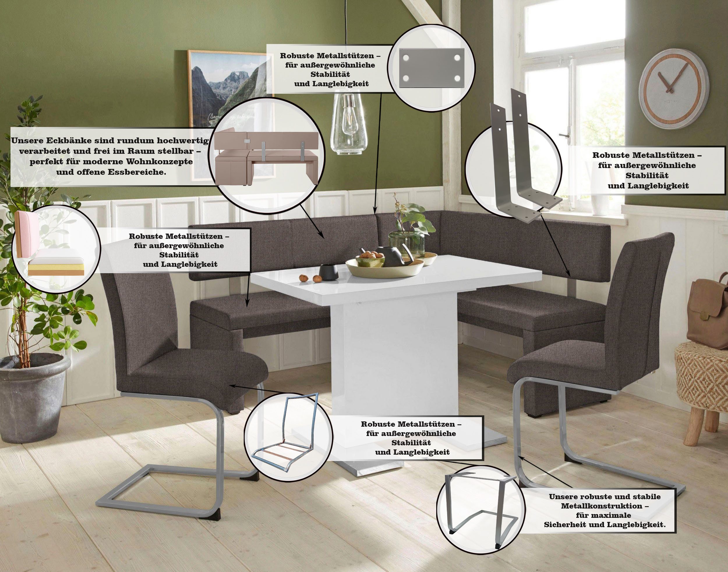 OTTO home Eckbank Charissa, in 3 Größen, verschiedene Qualitäten