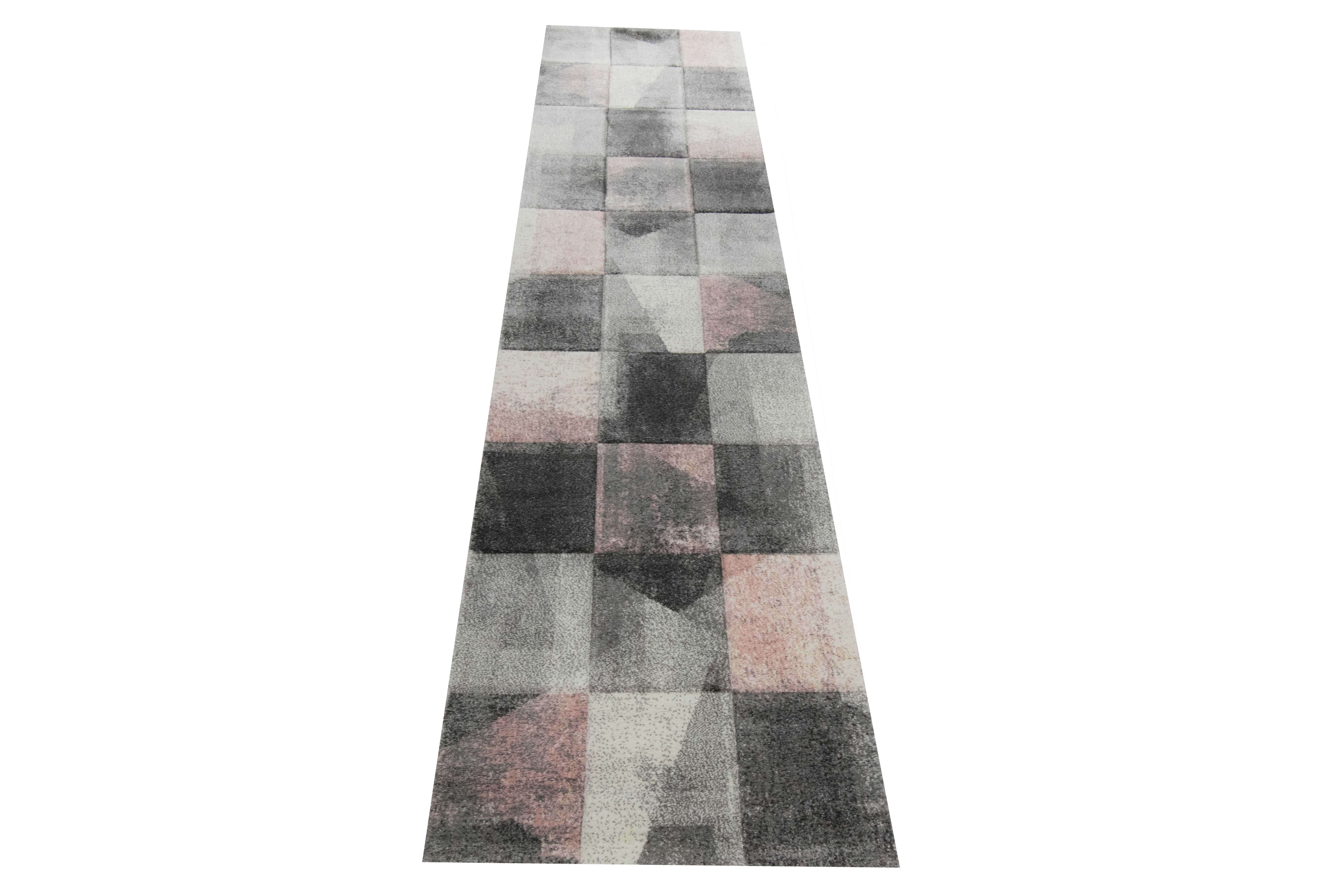 Carpetia Teppich Flur Wohnzimmer modernes Karomuster in creme rosa grau, rechteckig, Höhe: 13 mm – Bild 3 von 5