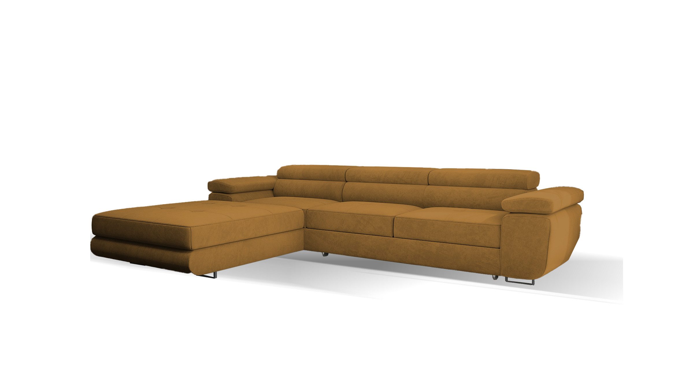 Goldstoff Ecksofa mit Schlaffunktion und Bettkasten, Designer Schlafsofa mi günstig online kaufen