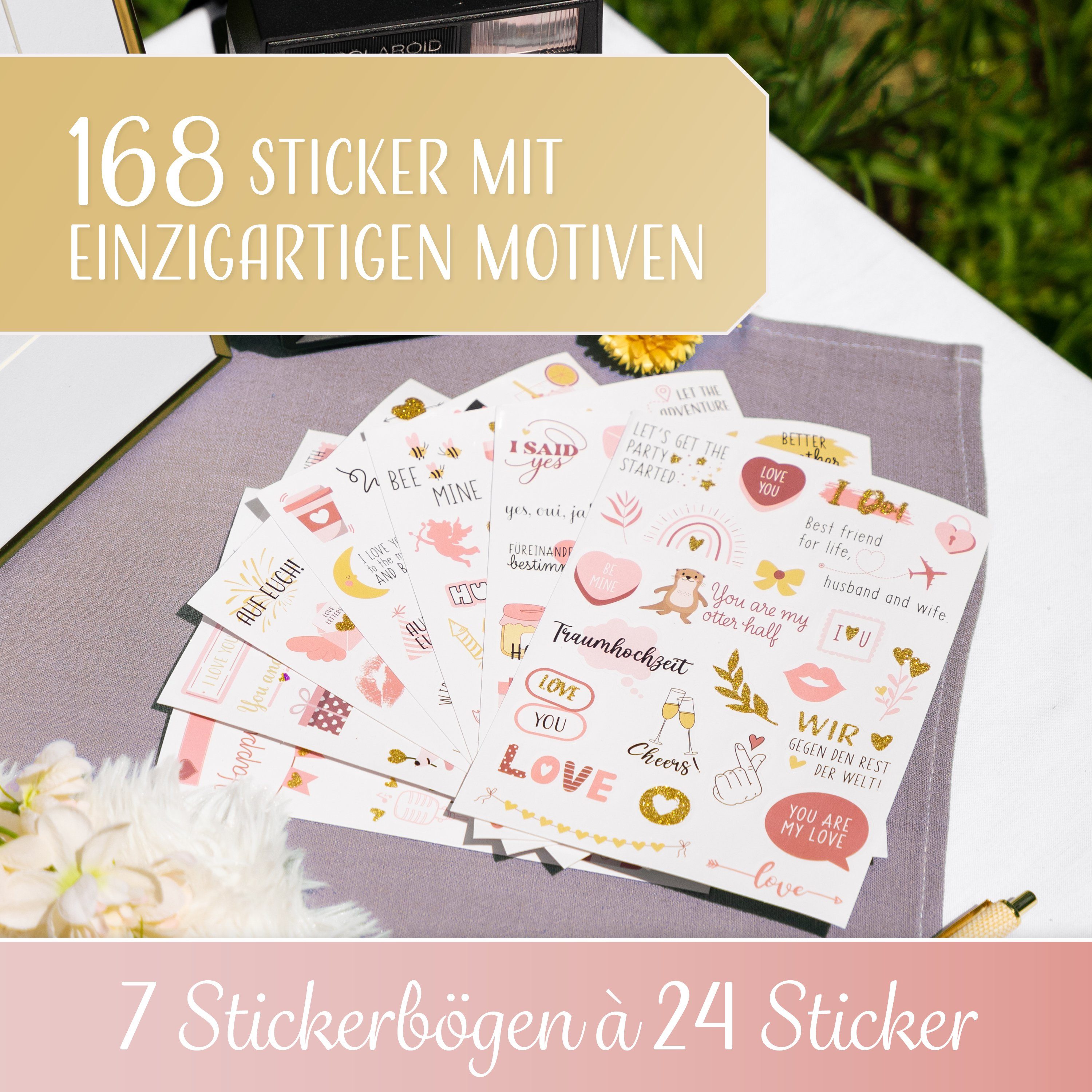 Amari Hochzeitskarte AMARI ® Sticker Hochzeit [168 Motive] - Veredelte Hochzeit Aufkleber