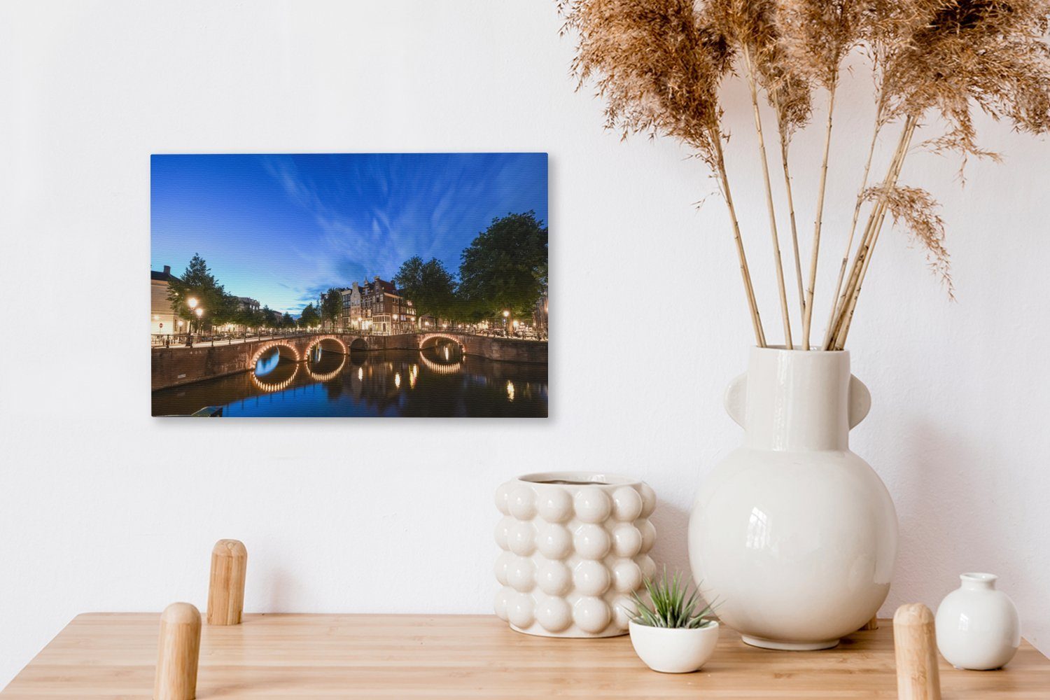 OneMillionCanvasses® Leinwandbild Die Keizersgracht blauem Leinwandbilder, unter Wandbild in Wanddeko, (1 St), Himmel, 30x20 cm Amsterdam Aufhängefertig