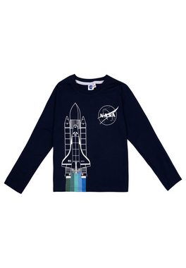 United Labels® Schlafanzug NASA Schlafanzug für Jungen - Pyjama Set Langarm mit Hose Blau/Grau