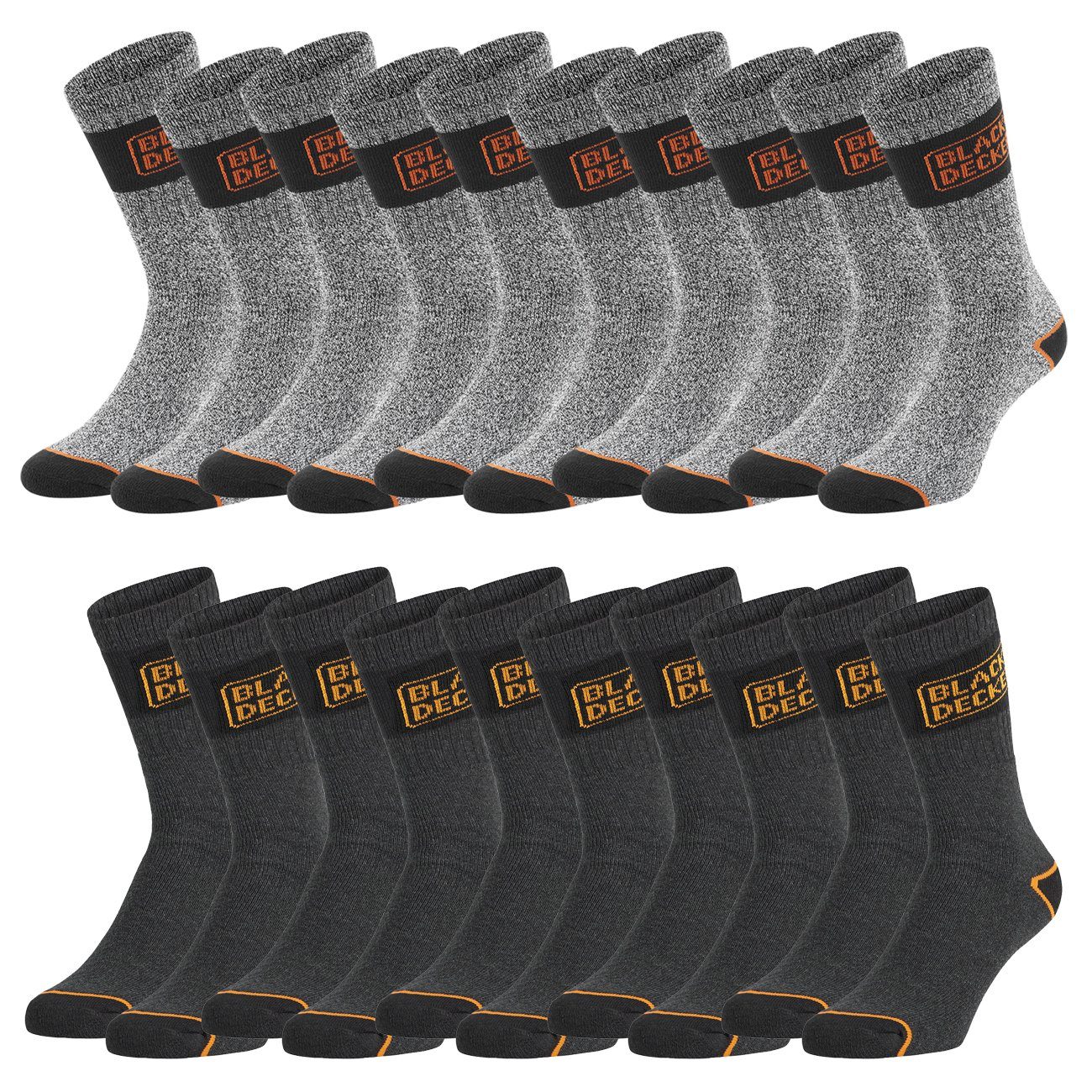 Black+Decker Sportsocken B+D CREW WORK SOCKS (10-Paar) Farbmix 7