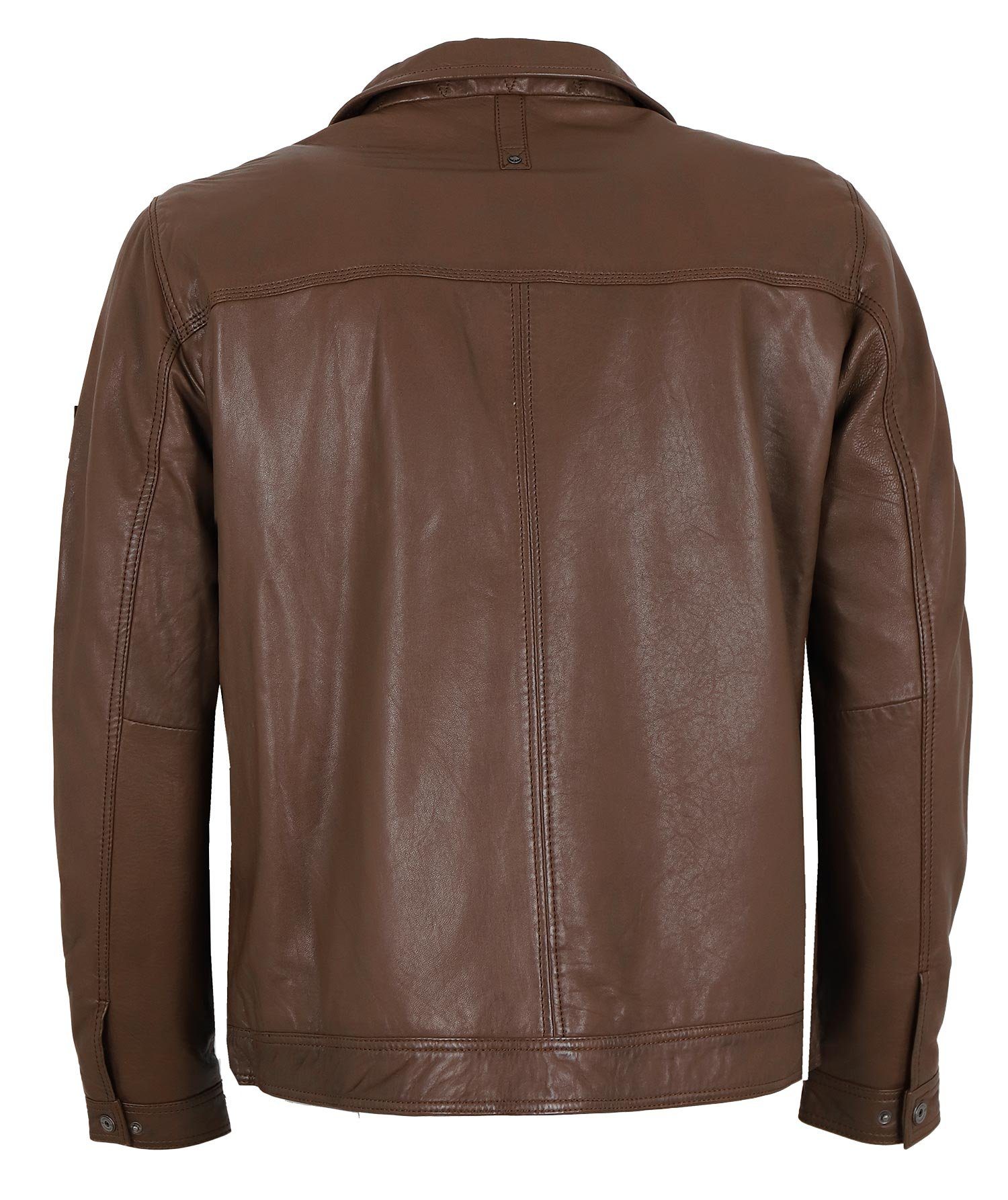 Redpoint Lederjacke Brice Redpoint - Herren Lederjacke Neuseeländisches Lammnappa dunkelbraun
