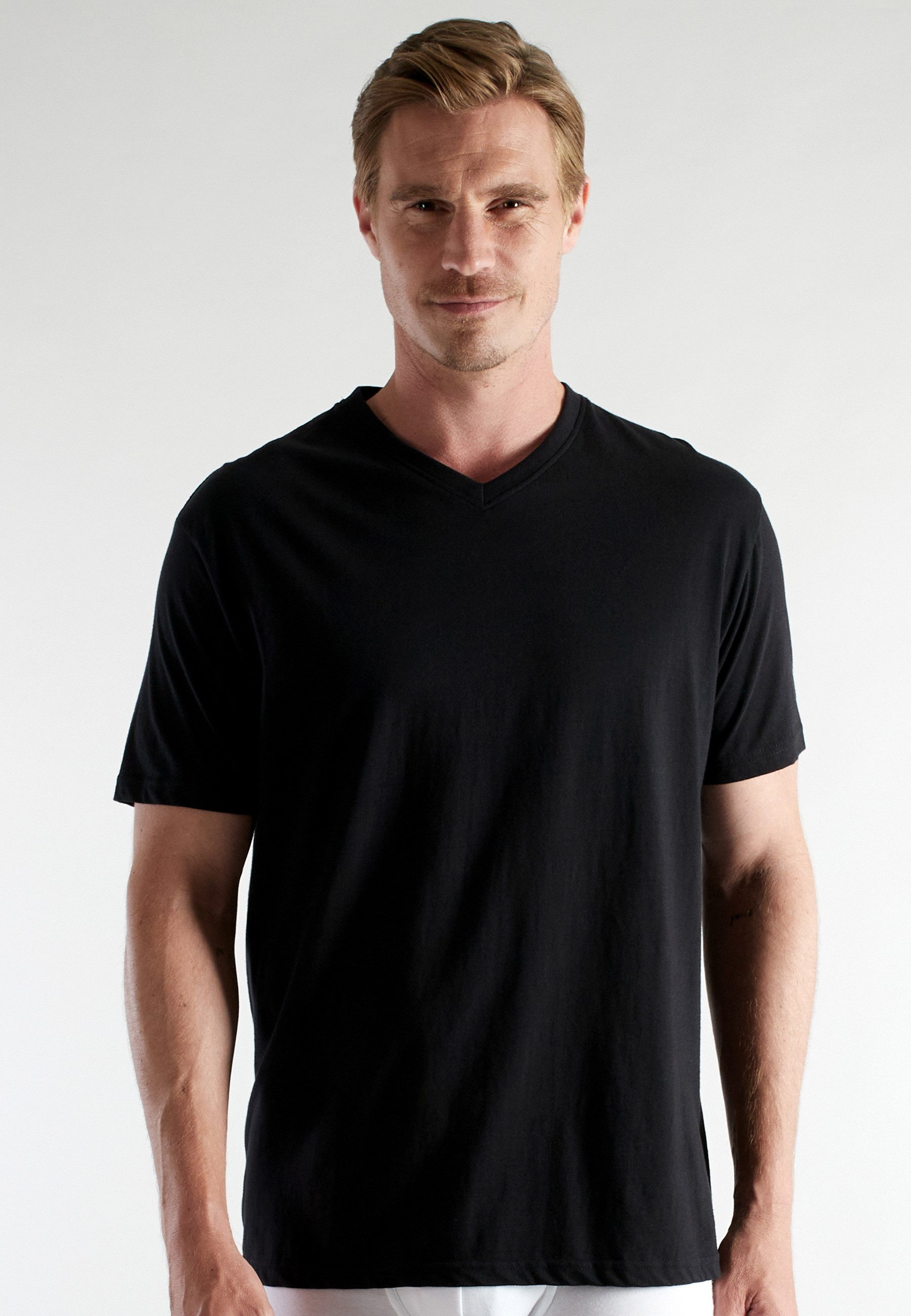 CECEBA Unterziehshirt CECEBA Herren Shirt schwarz uni 2er Pack (2-St)