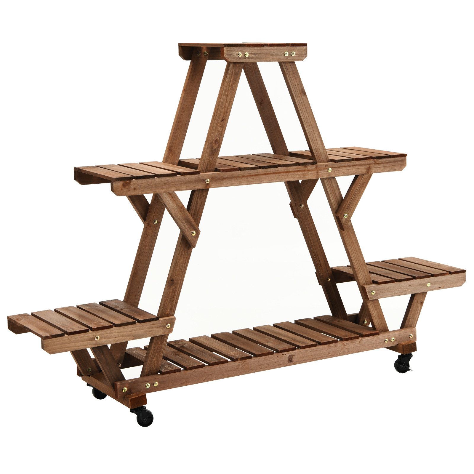 COSTWAY Blumenständer, Pflanzentreppe mit Rollen, 143,6x28x104,6cm. Reduzierter Preis € 84,99. Unverbindliche Preisempfehlung € 139,99