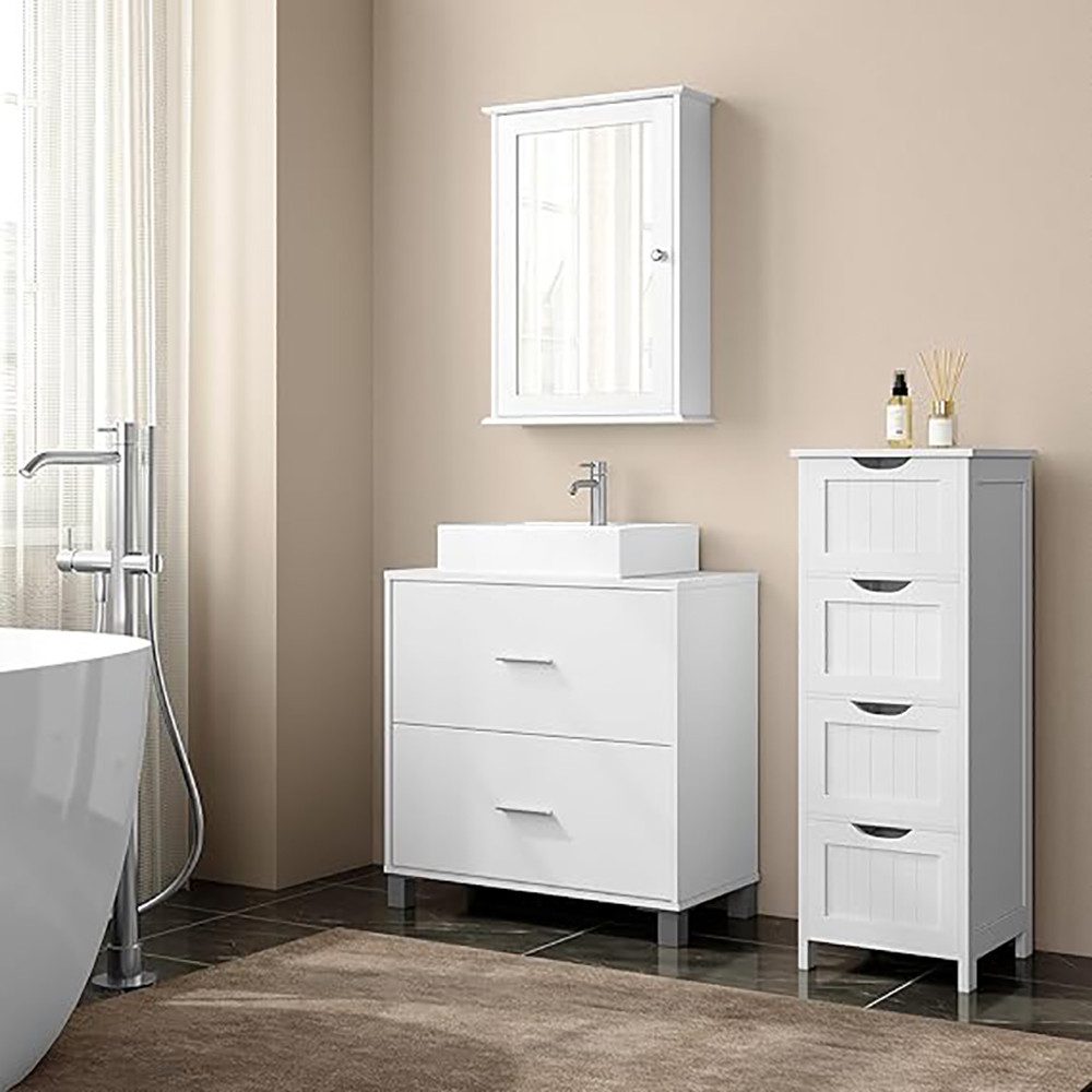 EUGAD Waschbeckenunterschrank (1-St) mit 2 Schubladen, freistehend, weiß, 6 günstig online kaufen