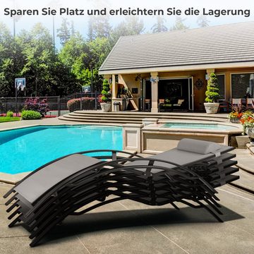 MVPower Gartenliege, Relaxliege Liegestuhl, Aluminiume Sonnenliege 3 Set