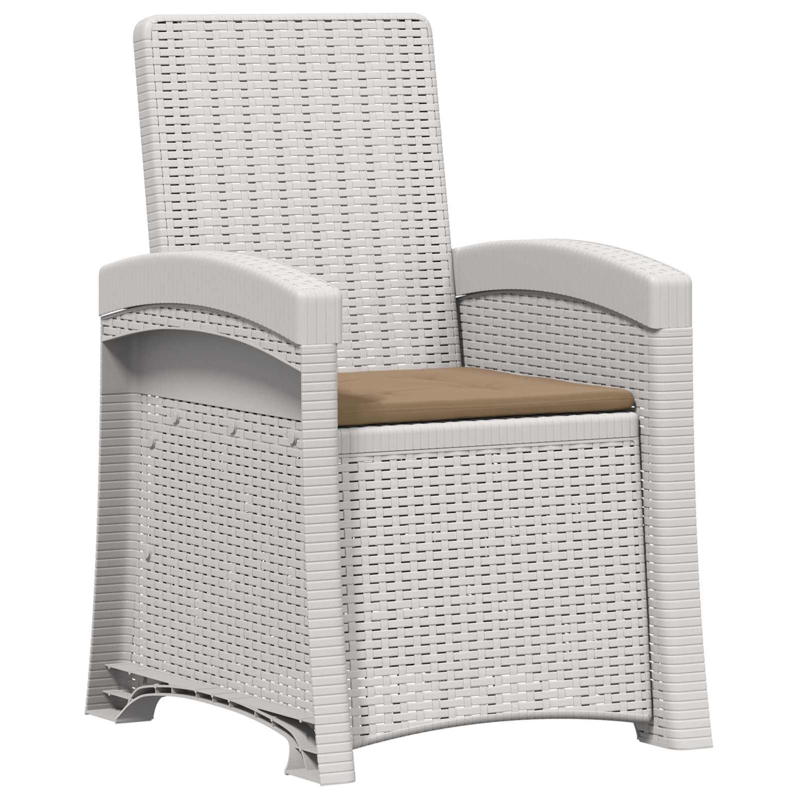 vidaXL Gartenstuhl Liegesessel Garten Rattan-Optik Weiß und Taupe PP (1 St)