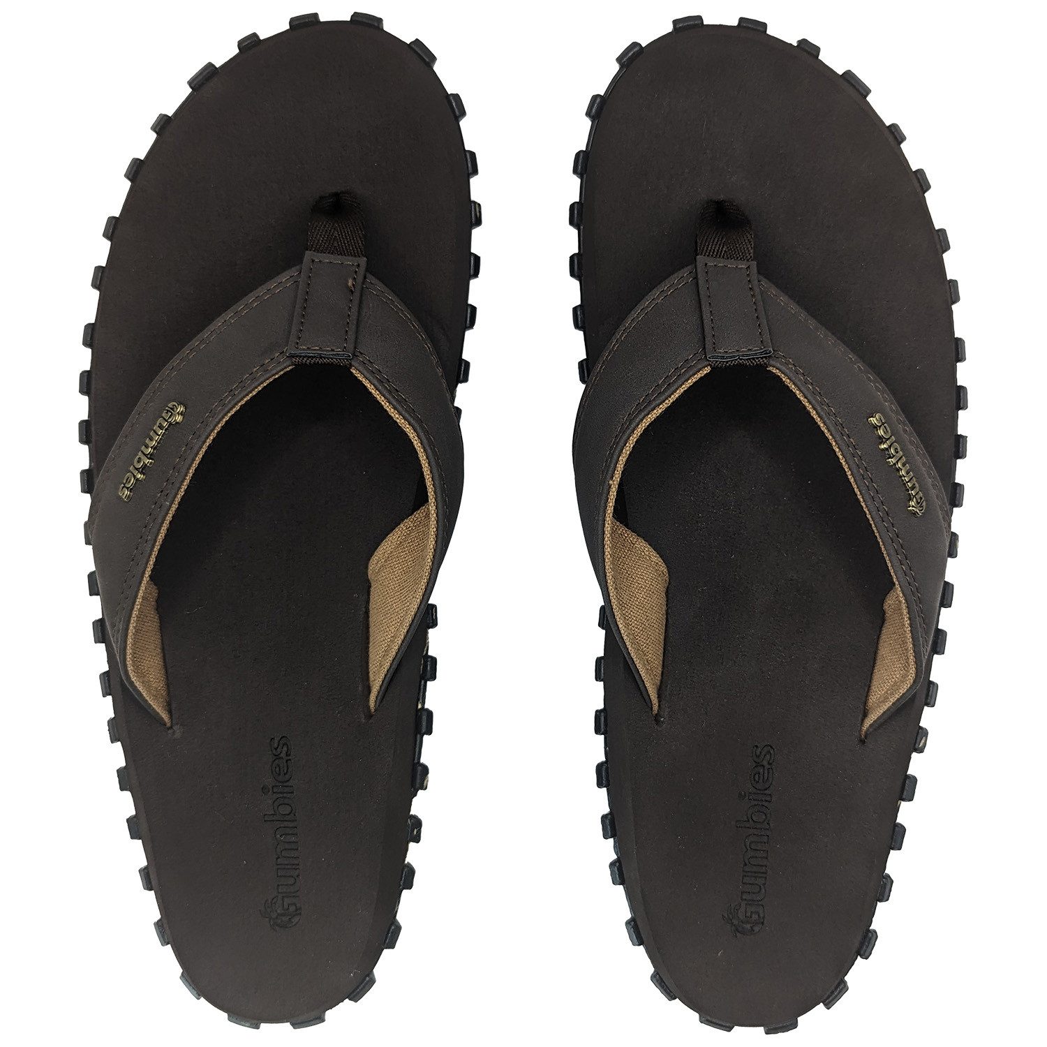 Gumbies Vegovert in Brown T-Strap-Zehentrenner Hergestellt aus recycelten Materialien