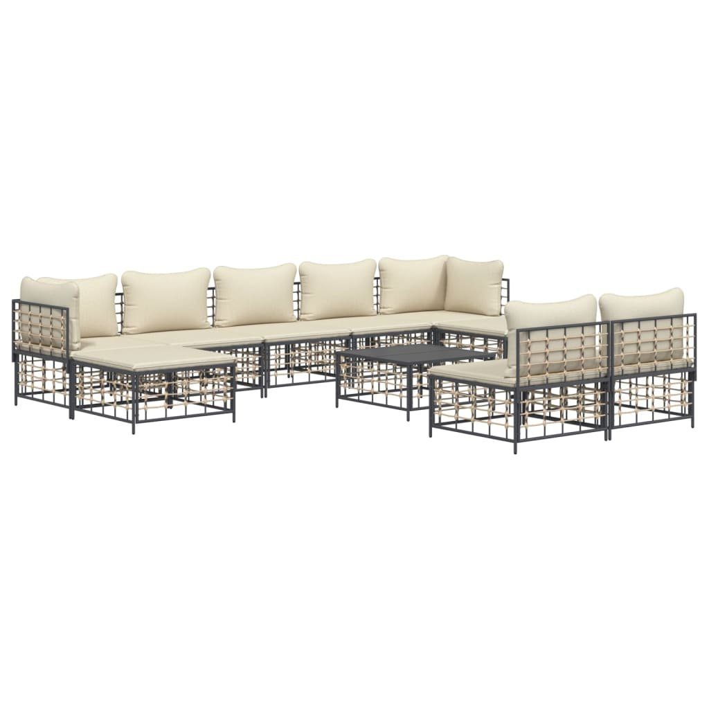 Vidaxl 10-tlg. Garten-lounge-set Mit Kissen Anthrazit Poly Rattan günstig online kaufen