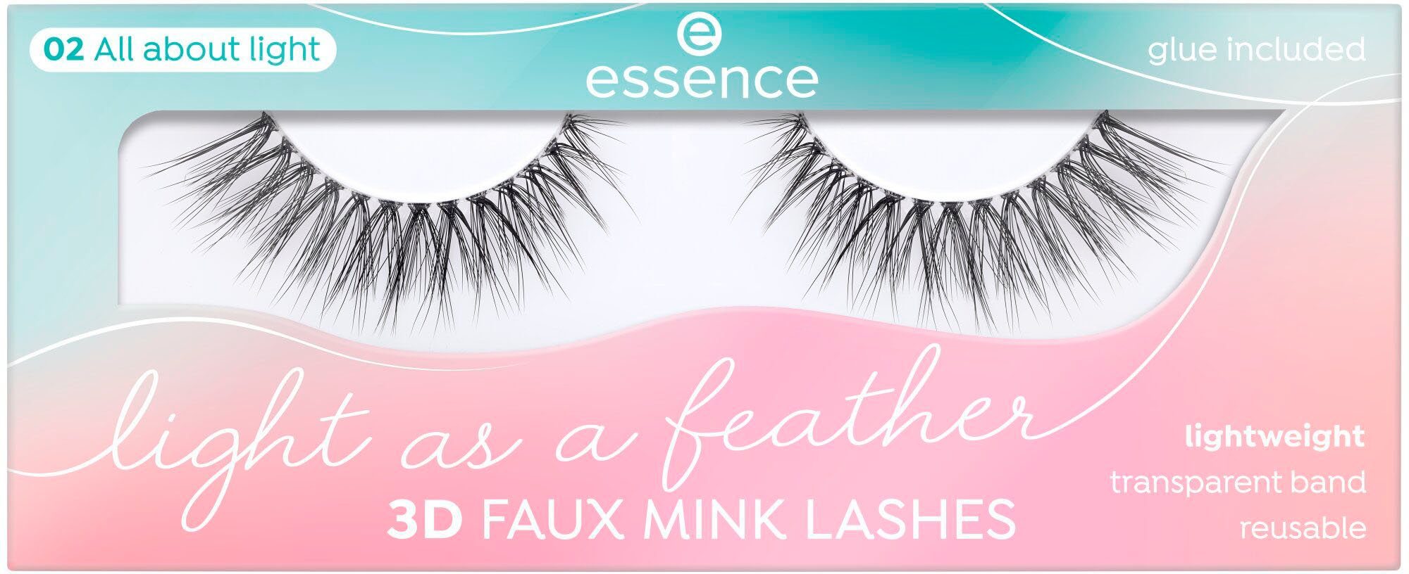 faux Set, lashes, a mink Essence 3D 4 Bandwimpern as Light feather