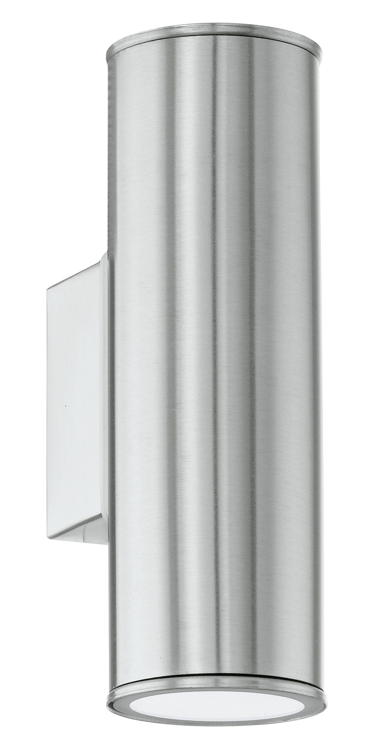 EGLO LED Wandleuchte Riga, Leuchtmittel inklusive, Wand-/Deckenleuchte - L6,5 x H20 x AL9,5 cm - edelstahl - 2X2,8W inkl.