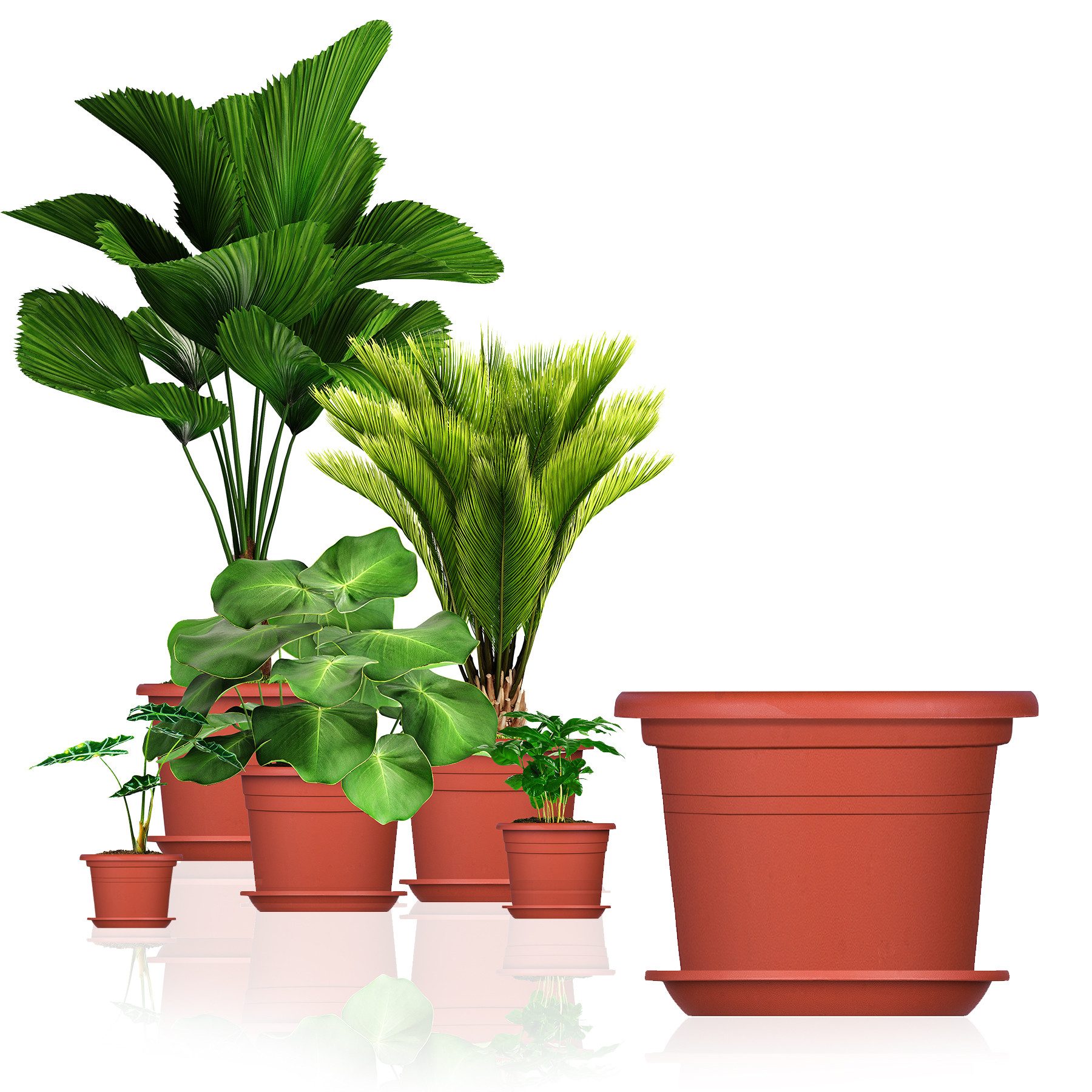 BigDean Blumentopf mit Untersetzer Kunststoff rund (Set, 5 St., Pflanztopf + Untersetzer), Blumentopf, Pflanztop, mit Untersetzer, Wetterfest, Hochwertig