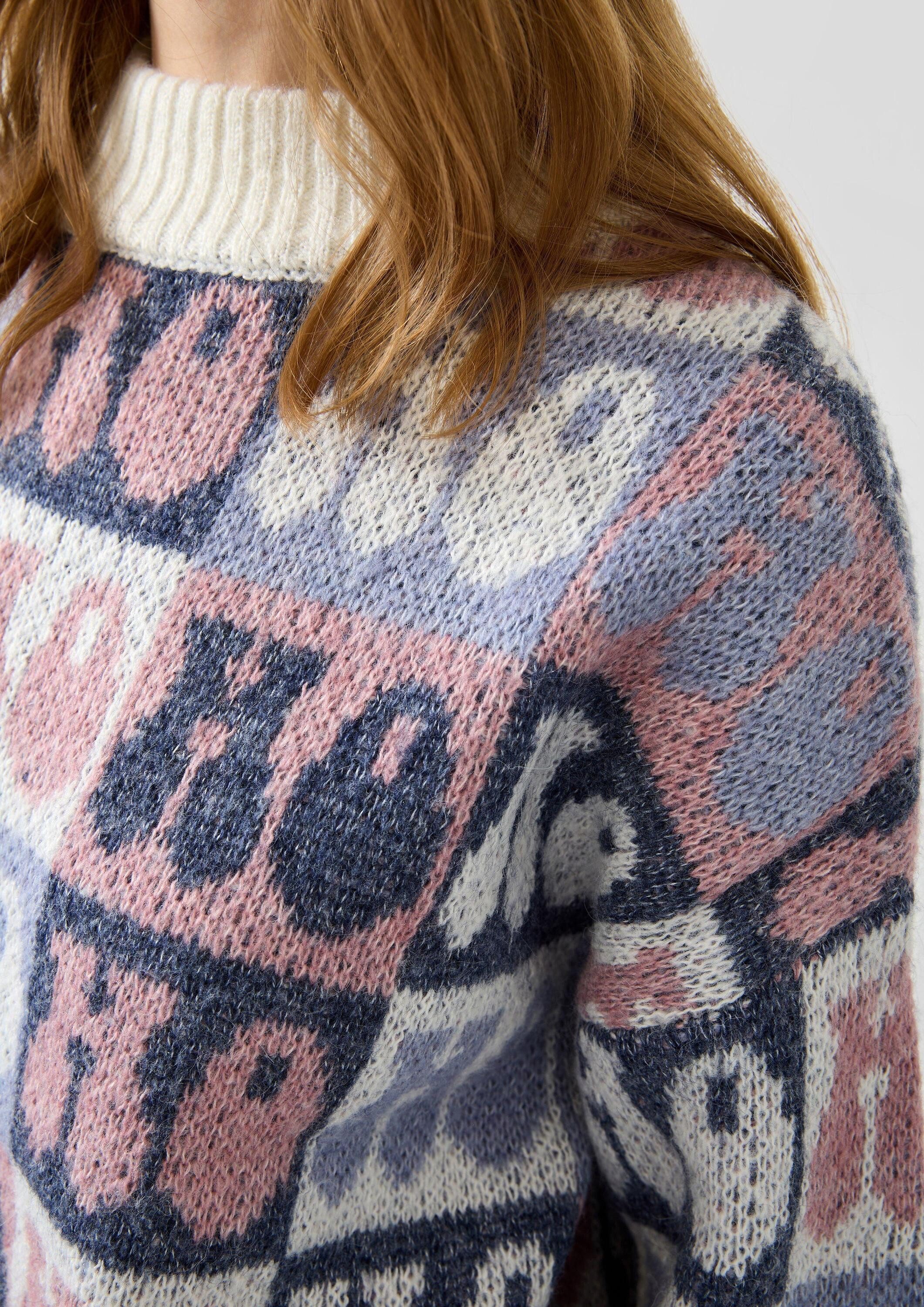 QS Longpullover Strickpullover Weihnachtspullover mit Wolle