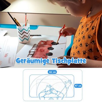 COSTWAY Kinderschreibtisch, mit Stuhl, neigbare Tischplatte, höhenverstellbar
