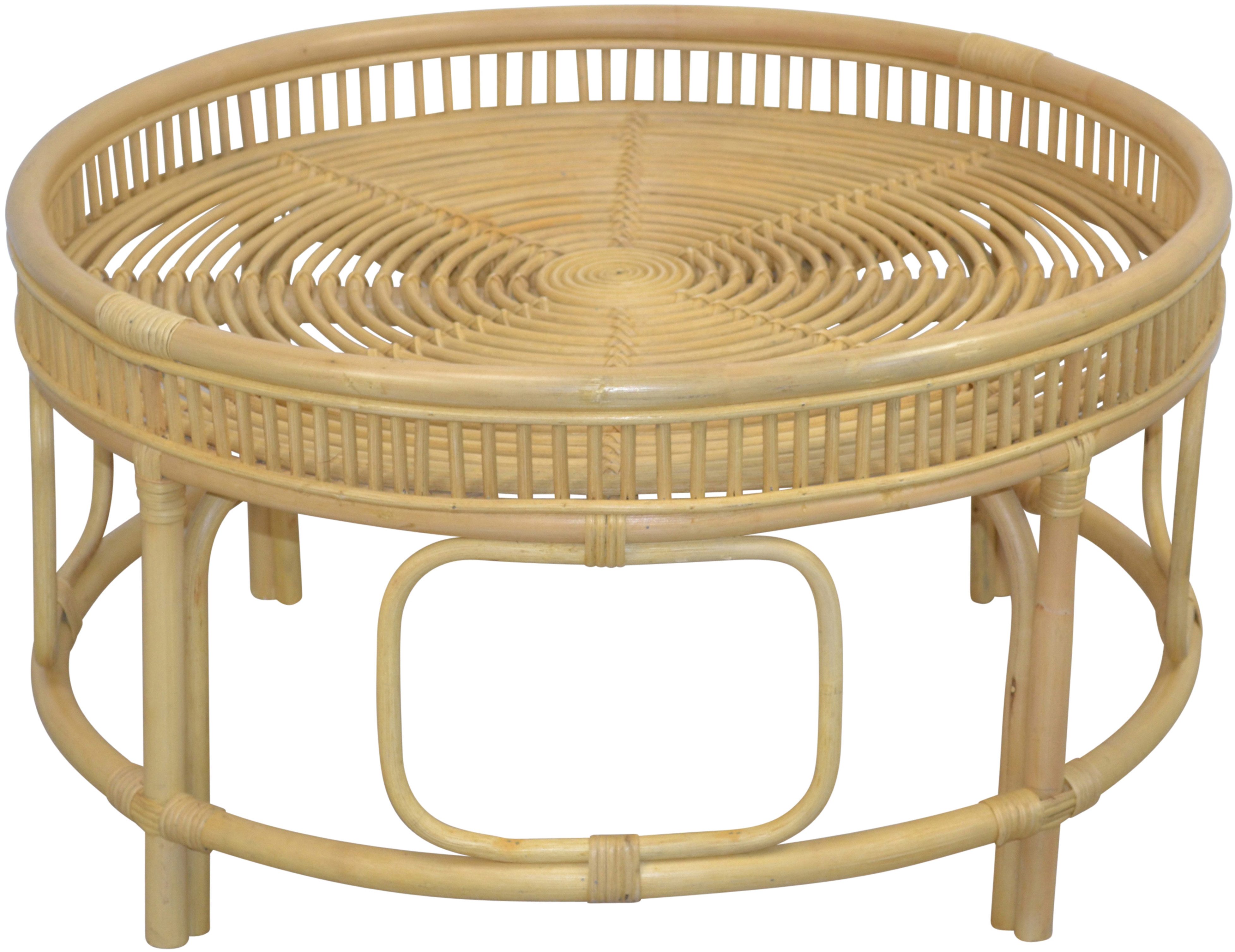 HOFMANN LIVING AND MORE Couchtisch, Rattan-Couchtisch mit oder ohne Glasplatte lieferbar