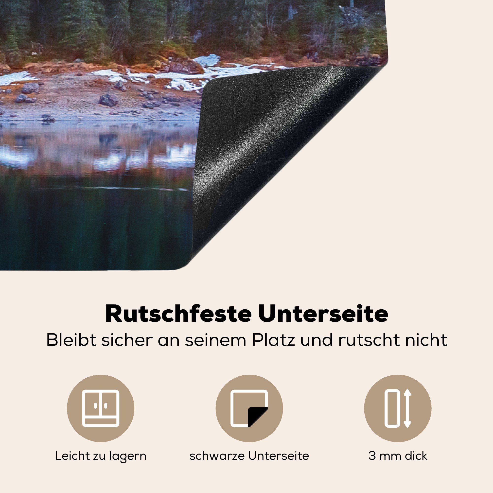 für Vinyl, - cm, küche, Herdblende-/Abdeckplatte Dolomiten (1 81x52 Induktionskochfeld die Italien, Ceranfeldabdeckung tlg), - Winter MuchoWow Schutz