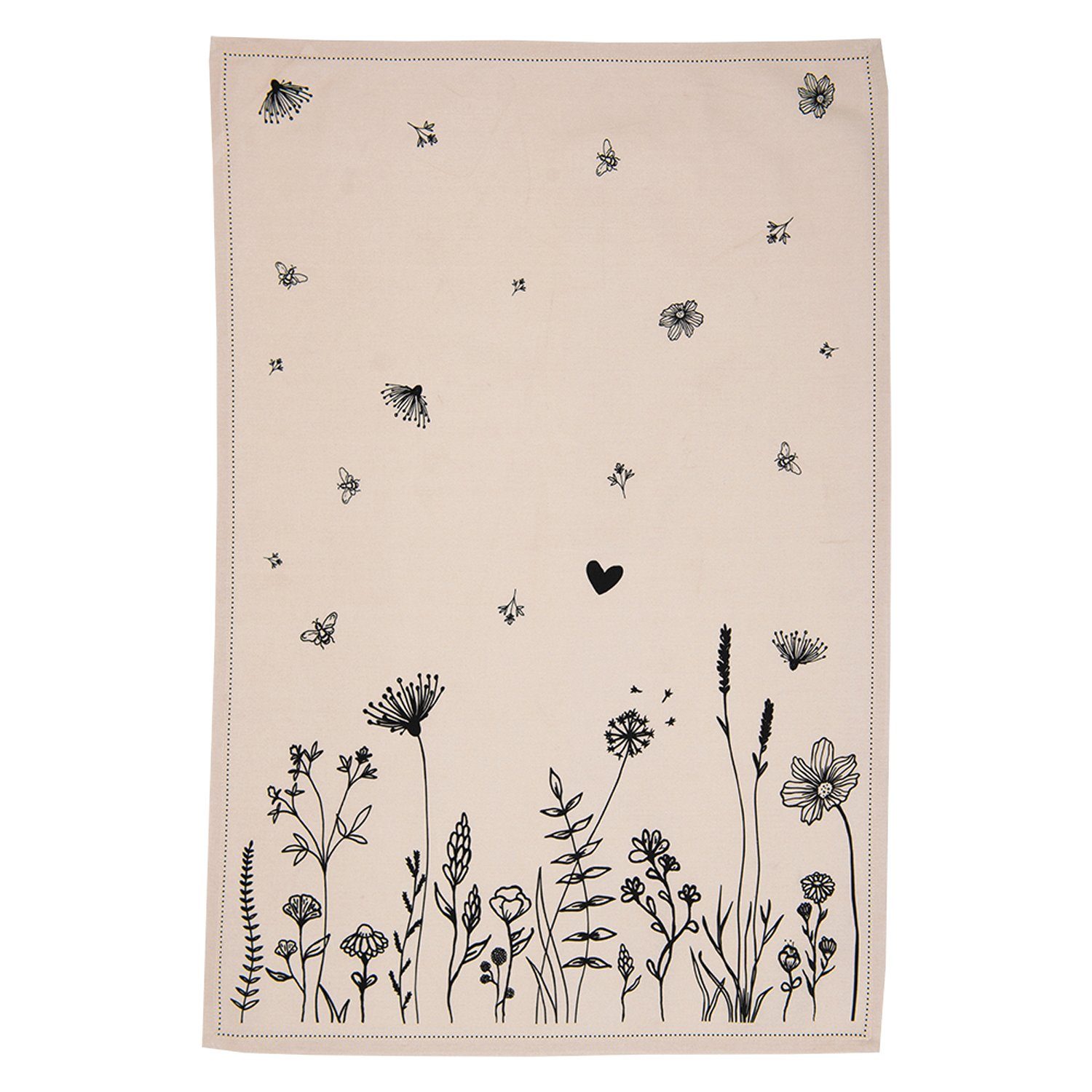 Clayre & Eef Geschirrtuch Flora and Fauna, (Set, 3-tlg., 3-teilig), Geschirrtücher (3 Stück), ca.50x70cm Baumwolle