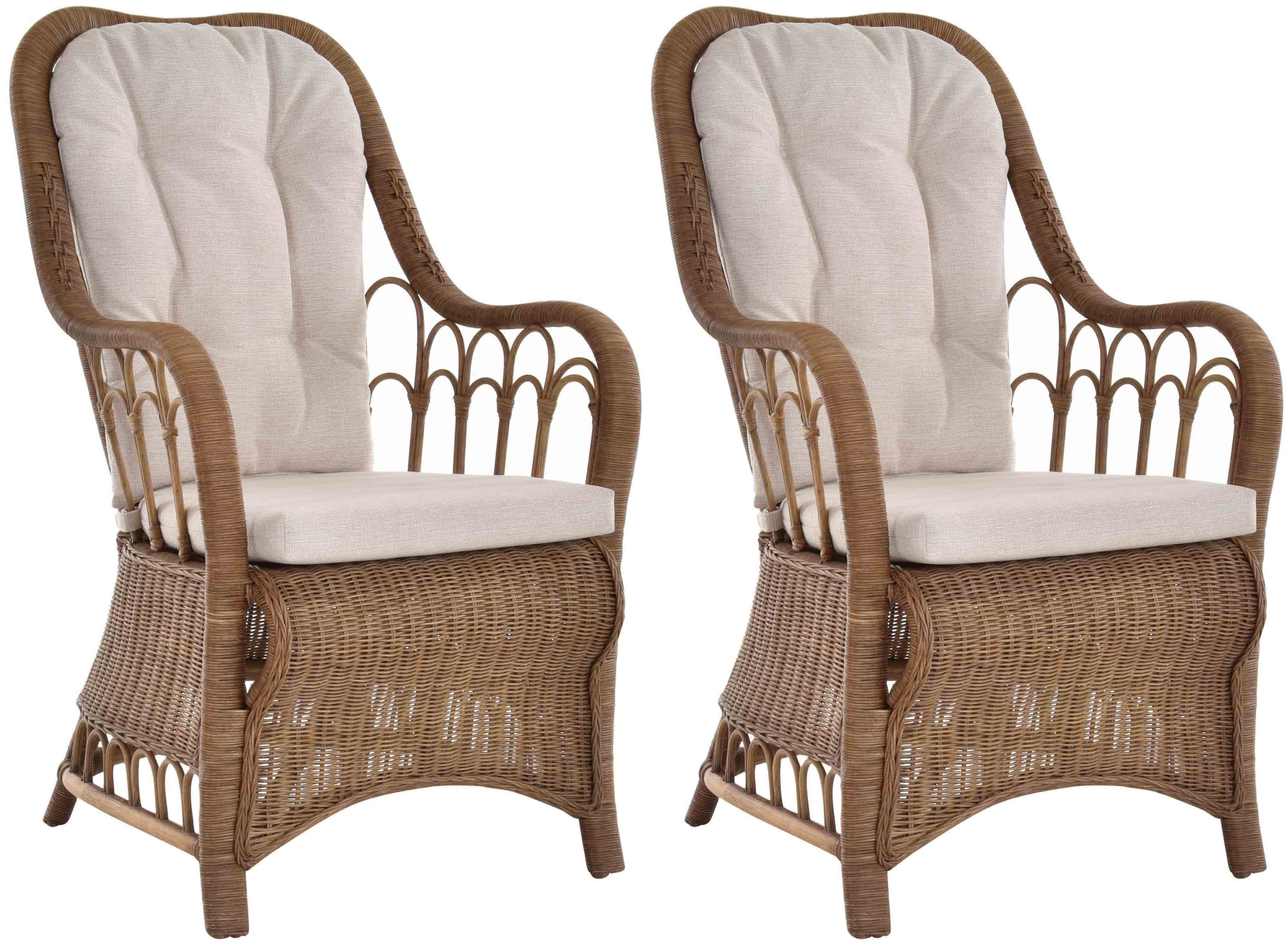 Krines Home Armlehnstuhl Set/2 Rattan Esszimmerstuhl Armlehne Rattanstuhl Hohe Rückenlehne (2 St), Esszimmer Stuhl