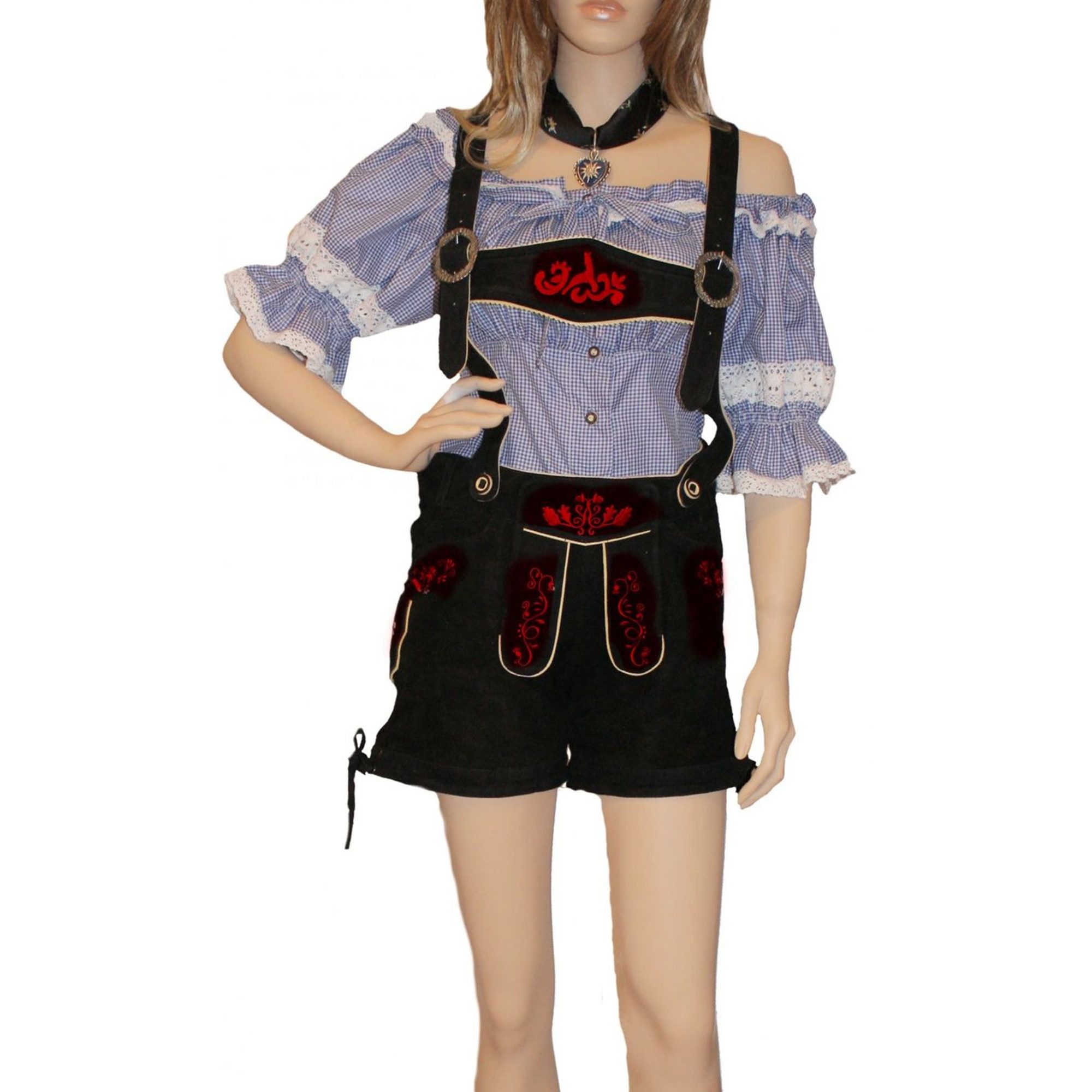 Trachtenlederhose GW20 schwarz/rot