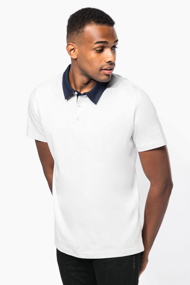 Kariban Poloshirt Zweifarbiges Jersey-Polohemd für Herren