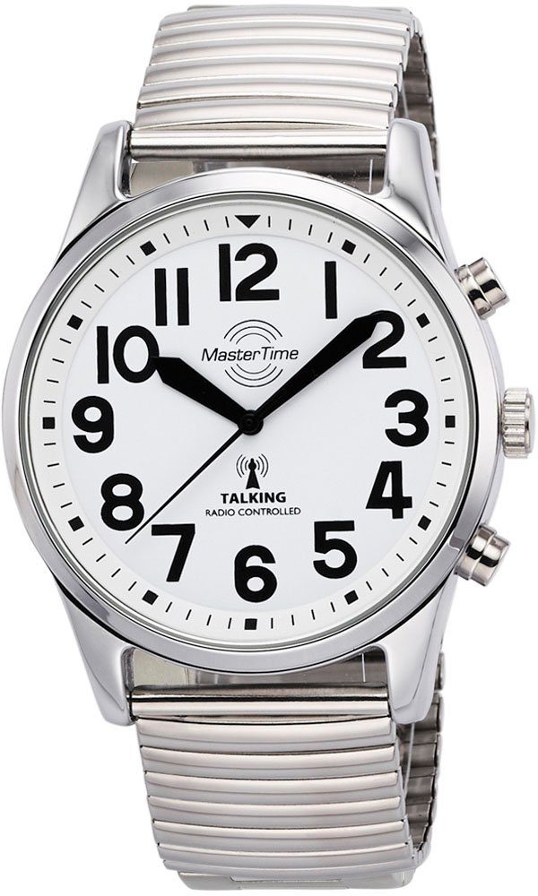 MASTER TIME Funkuhr Sprechende Funkuhr MTGA-10691-61M, Armbanduhr, Quarzuhr, Herrenuhr, Flexband, Zugband