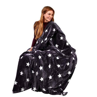 Wohndecke Snug Me Supersoft STARS Kuscheldecke 150 x 200 cm, Pink Papaya, Kuscheldecke mit Sternen