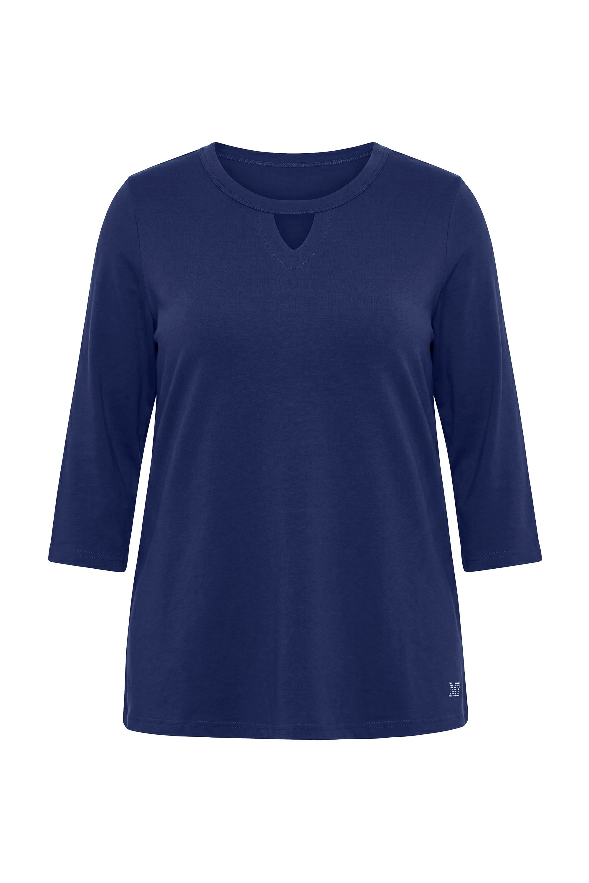Ulla Popken T-Shirt Shirt Glitzermotiv A-Linie Keyhole Rundhals