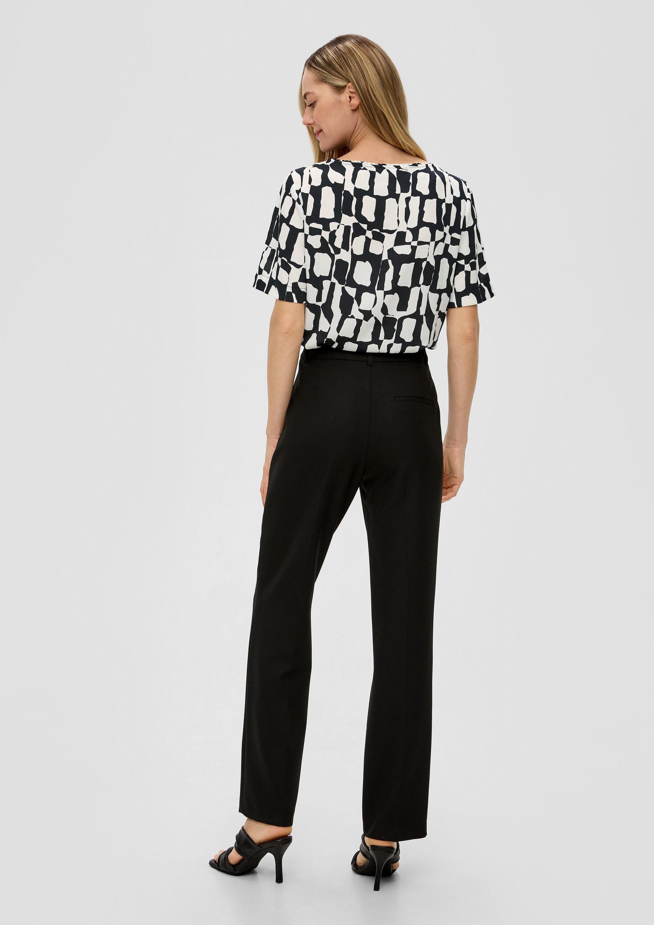 s.Oliver Kurzarmbluse Bluse Gemusterte Bluse mit Falten-Details