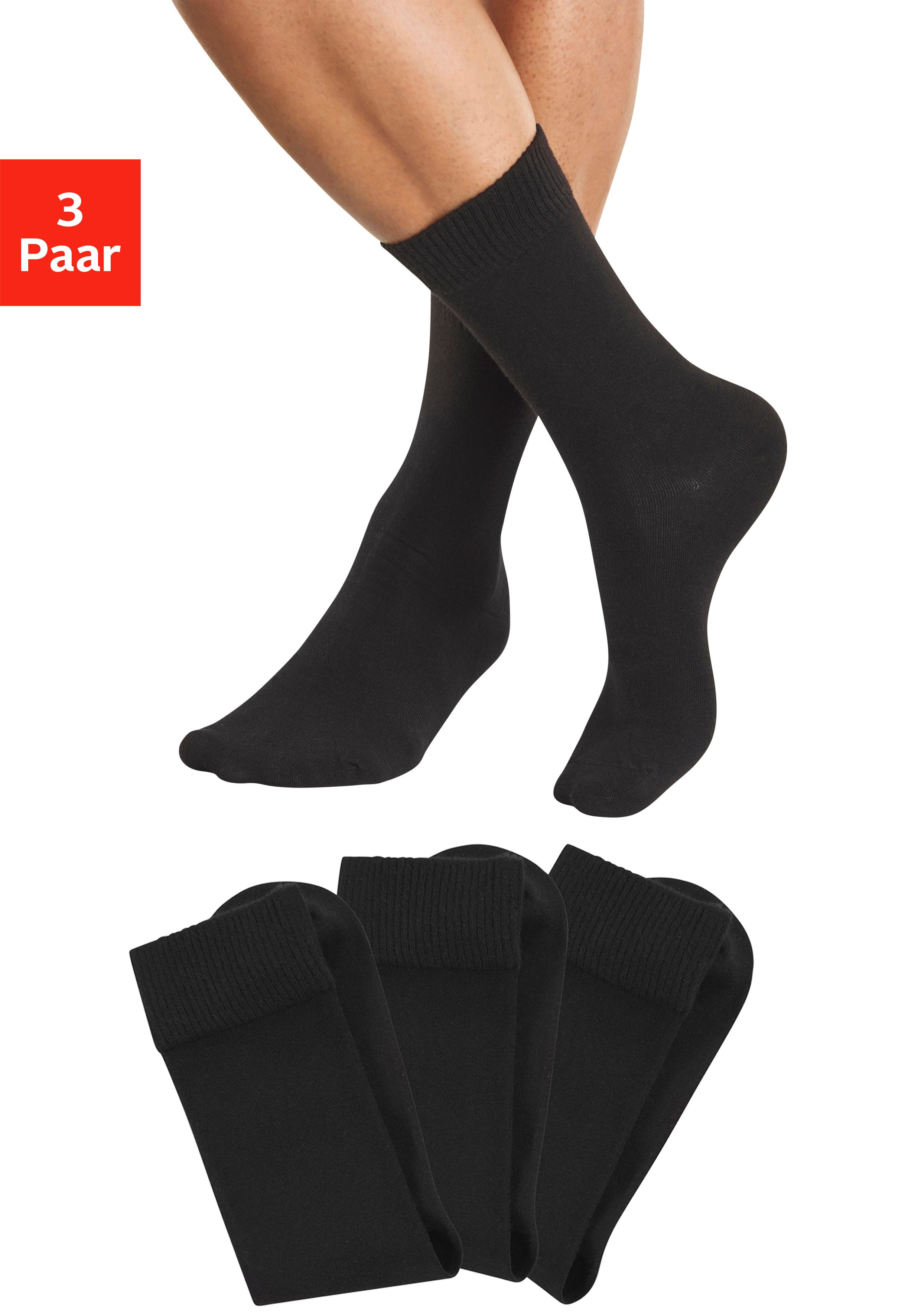 H.I.S Basicsocken (Packung, 3-Paar) mit weicher Viskose