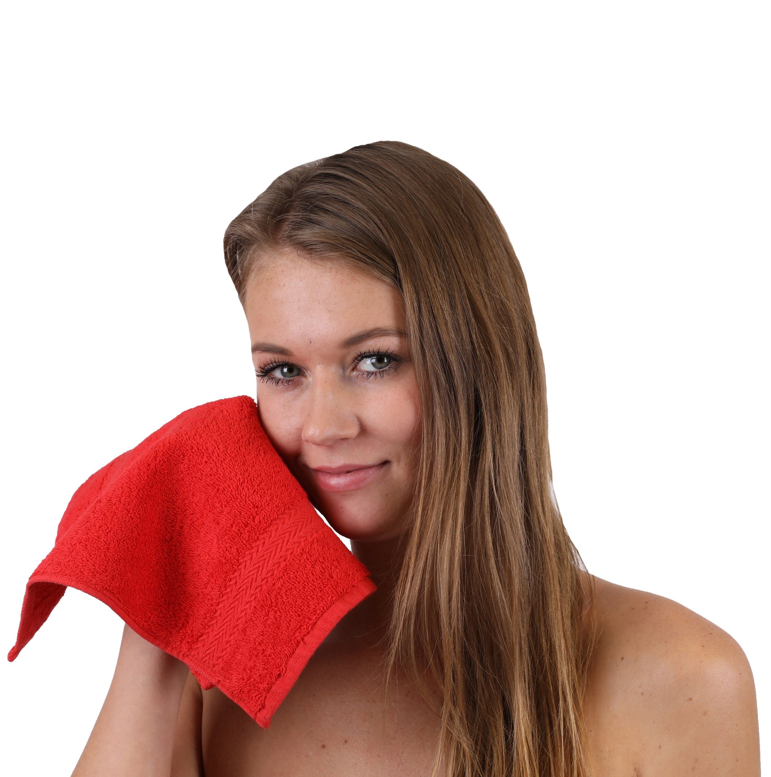10-TLG. 100% Baumwolle Farbe Betz Set und Handtuch-Set Classic orange Handtuch rot,
