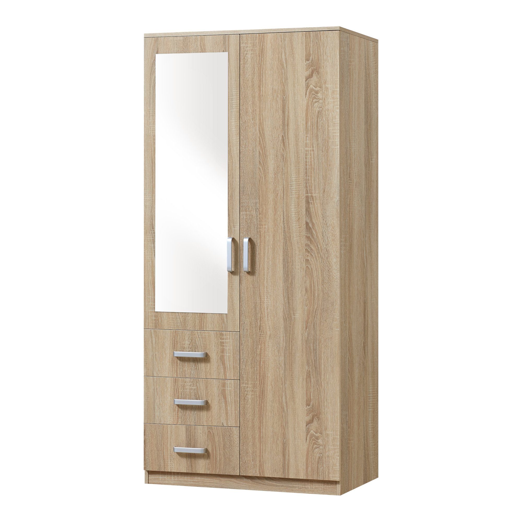 en.casa Kleiderschrank »Bodolz« 176x80x52 cm Sonoma-Eichenoptik günstig online kaufen