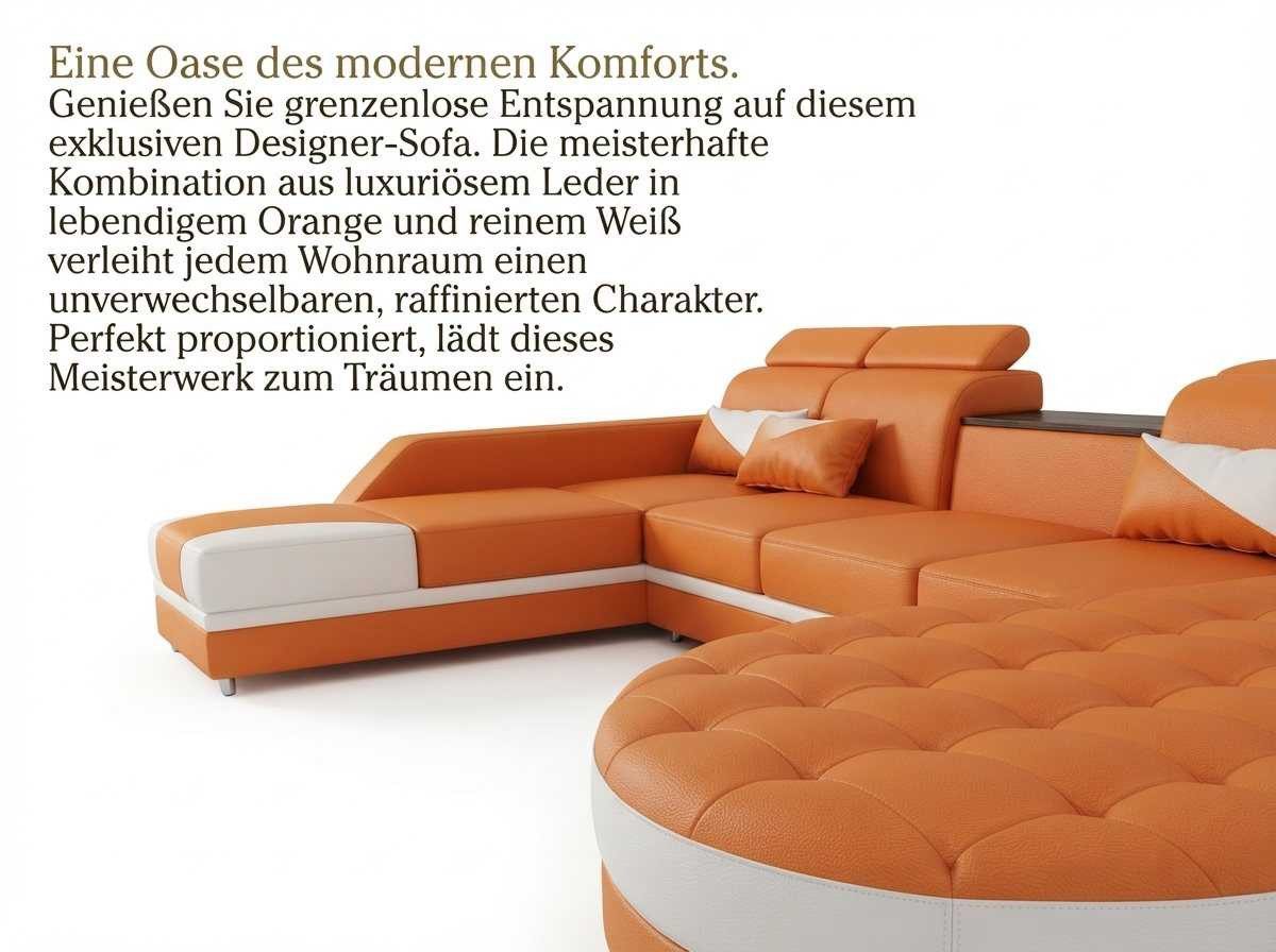 JVmoebel Wohnlandschaft Modernes U-Form Ecksofa in Orange mit Couchtisch und Design Garnitur, 2 Teile, Special features