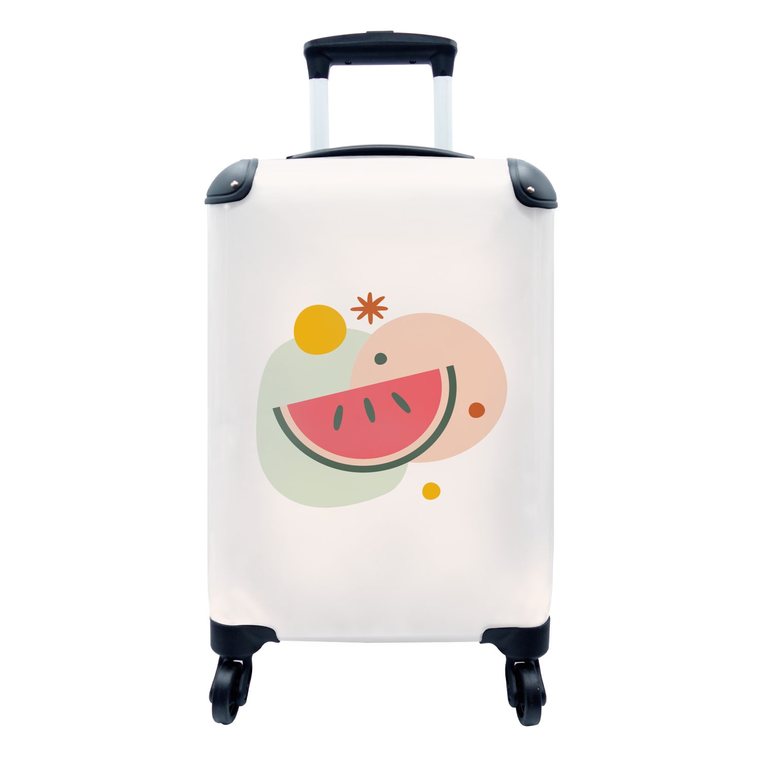 MuchoWow Handgepäckkoffer Wassermelone - Sommer - Kreis, 4 Rollen, Reisetasche mit rollen, Handgepäck für Ferien, Trolley, Reisekoffer
