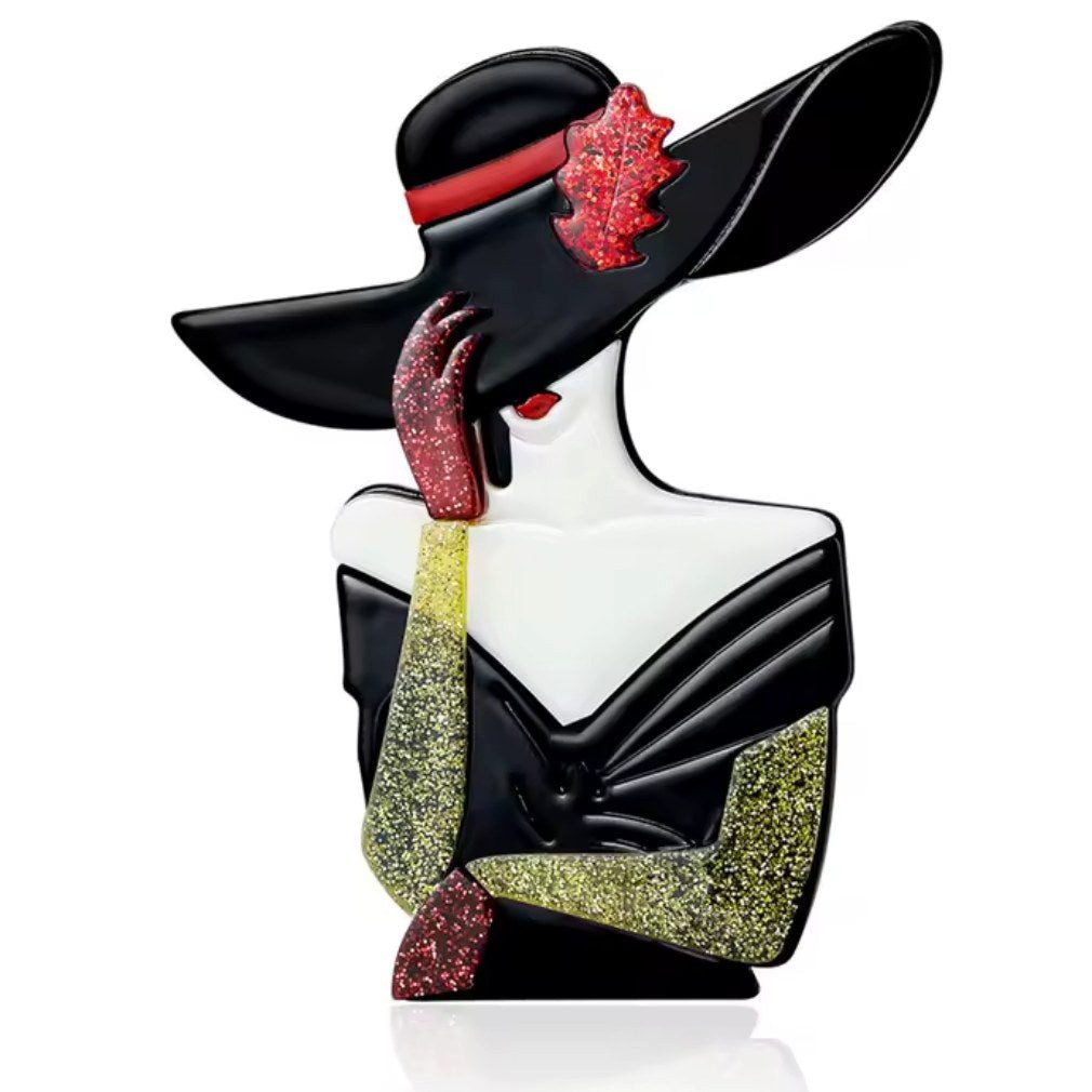 Dark-Desires Brosche Acryl Brosche Kunstmotiv vintage Lady 80s, Damen Brosc günstig online kaufen