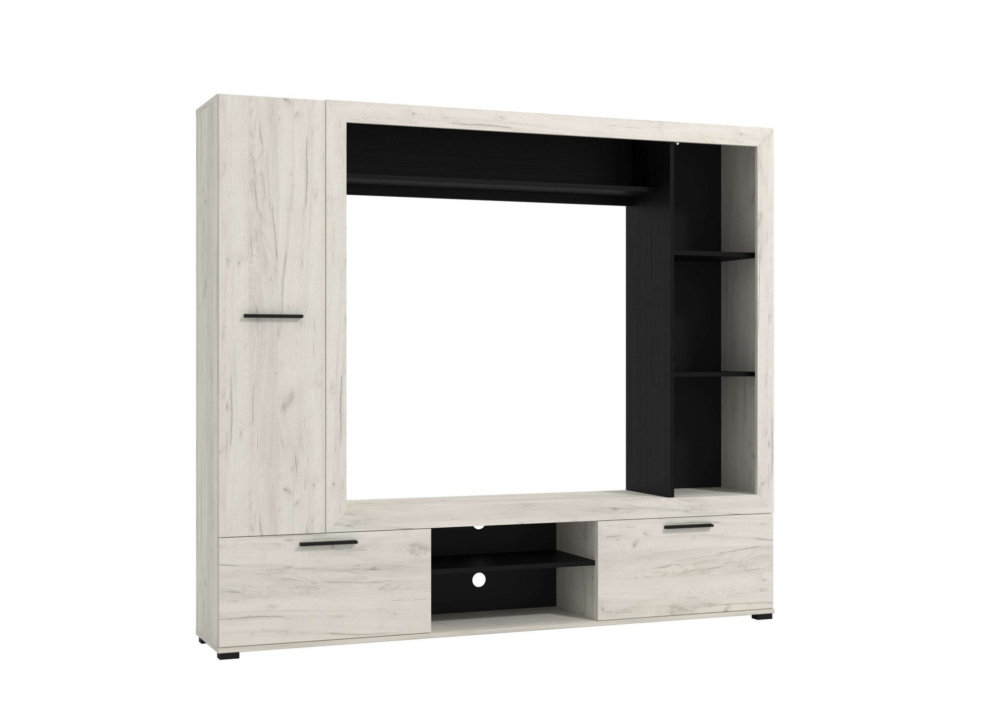 Home affaire Wohnwand Lorca Medienwand, Wohnzimmerwand, TV-Wand, (4-St), Moderne, stilvolle Wohnwand in Eichen-Optik mit TV-Fach