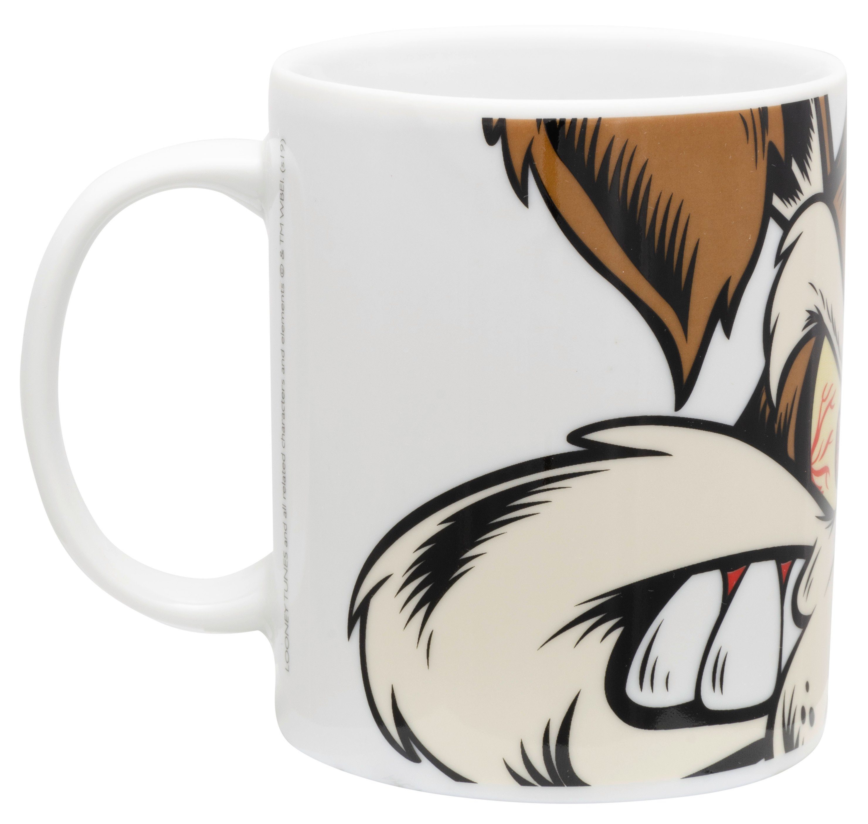United Labels® Tasse wütend Weiß Looney Tunes aus Porzellan - Porzellan 320 Kaffeebecher ml, Coyote