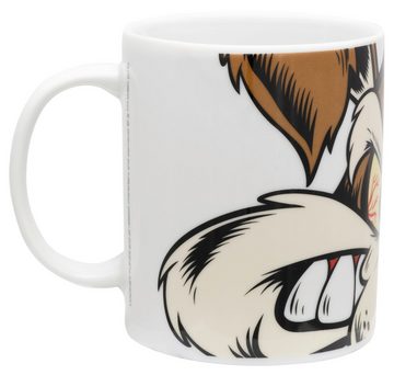 United Labels® Tasse Looney Tunes - Coyote wütend Kaffeebecher aus Porzellan Weiß 320 ml, Porzellan