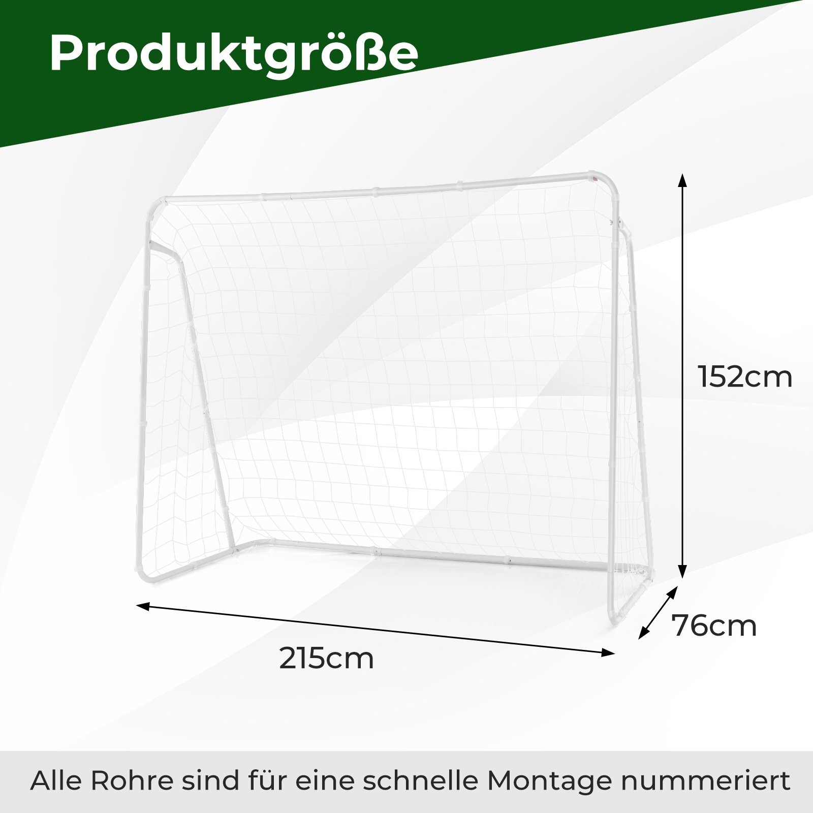 COSTWAY Fußballtor, 215 x 152 x 76 cm, für Training & Garten