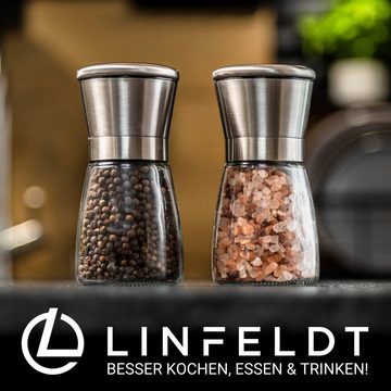 LINFELDT Salz-/Pfeffermühle Gewürzmühle Klein - Keramikmahlwerk Einstellbar Grob & Fein, 2er Set