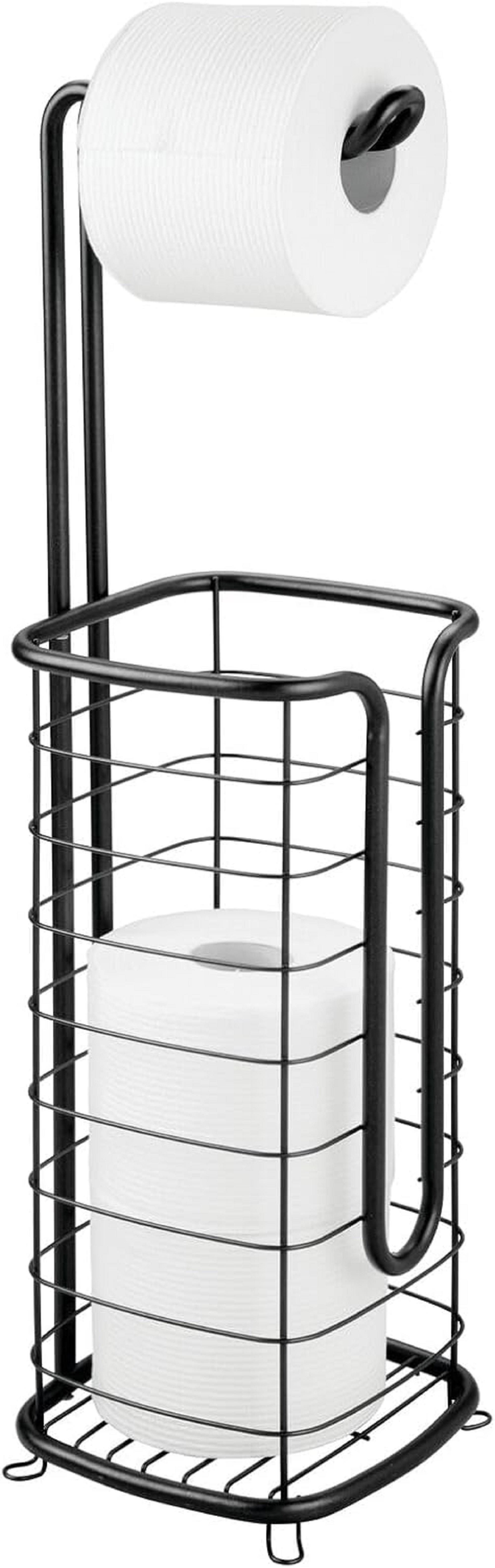 mDesign Badaccessoire-Set Toilettenpapierhalter Stand schwarz Klopapierhalter WC Bad Rollenhal