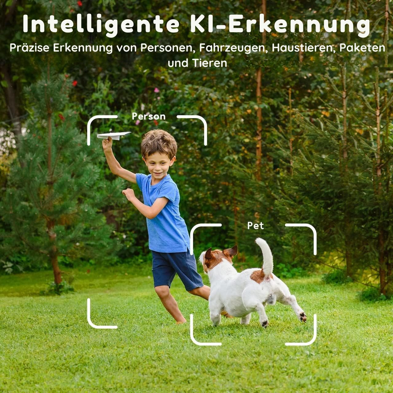 Winees Überwachungskamera (Außenbereich, 4MP 2K WLAN IP Sicherheitskamera zur Heim-& Außenüberwachung, 1-tlg., Schwenk-/Neigbar, Spotlight & IR-Farbnachtsicht, IP-Außenkamera, Auto-Verfolgung, Personen- & Fahrzeugerkennung, Alexa, Zwei-Wege-Audio)