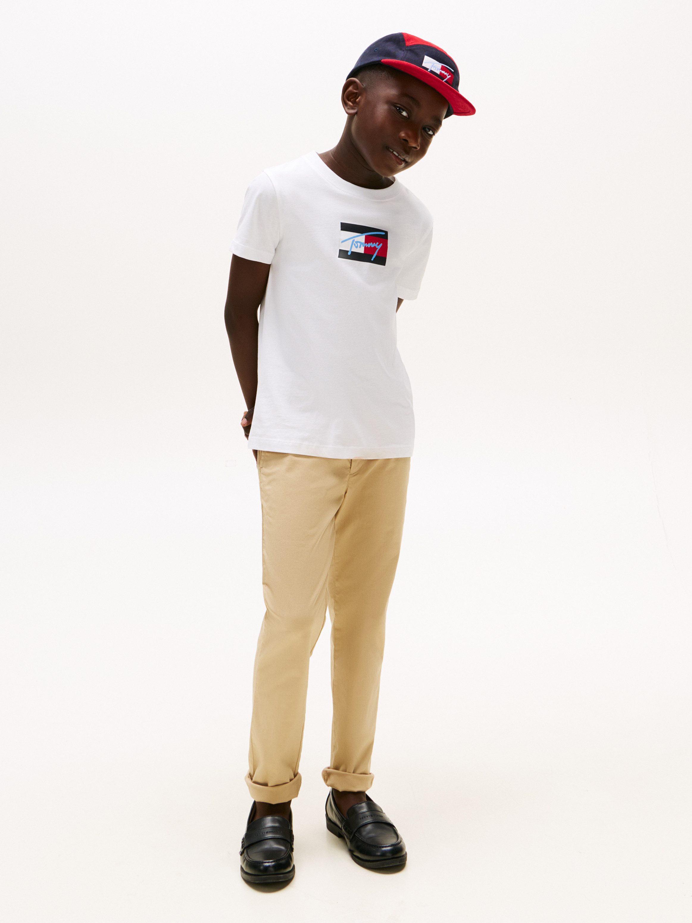 Tommy Hilfiger T-Shirt TOMMY SCRIPT FLAG PRINT TEE SS für Kinder bis 16 Jahre, mit Logo-Print