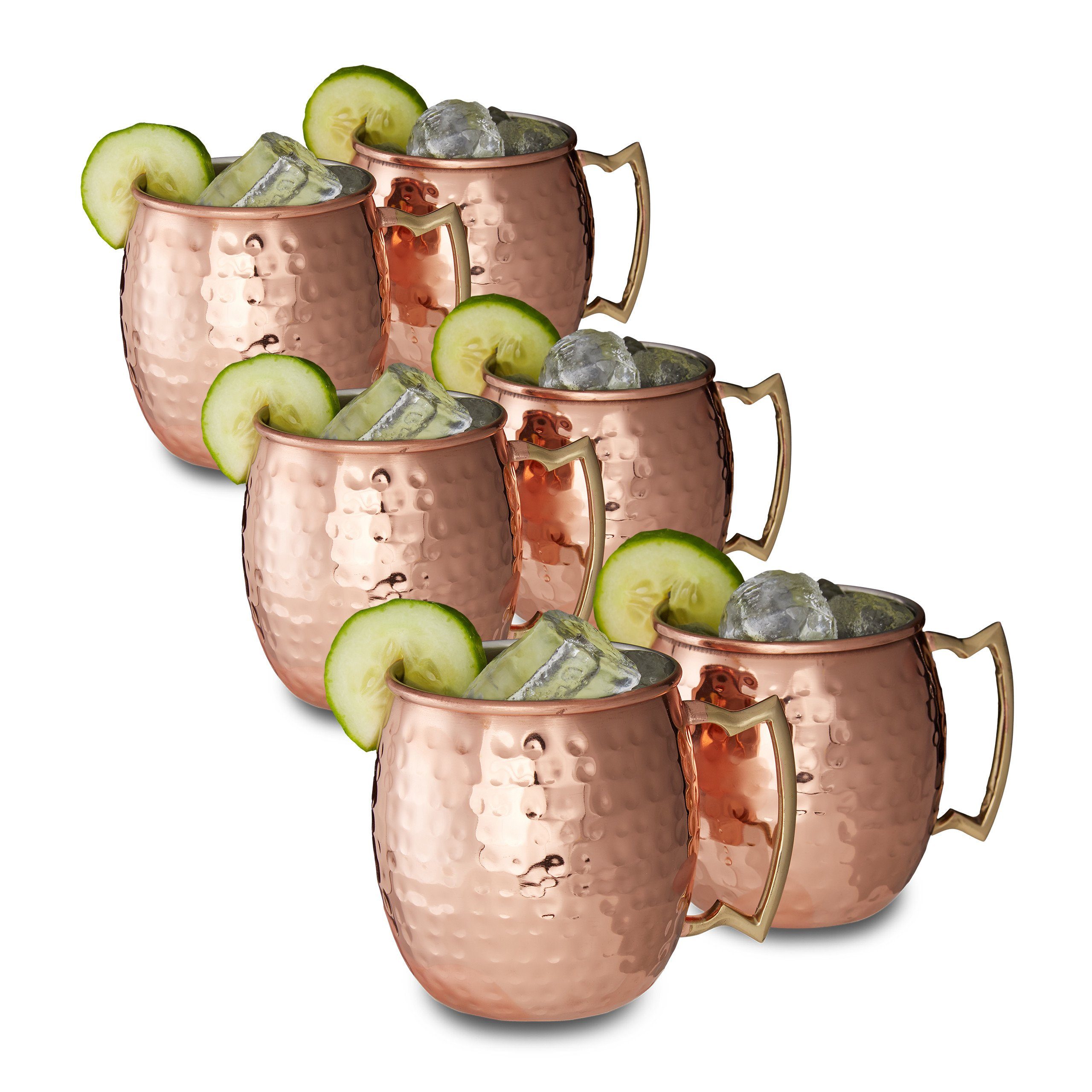 relaxdays Cocktailglas 6 x Moscow Mule Becher, Edelstahl