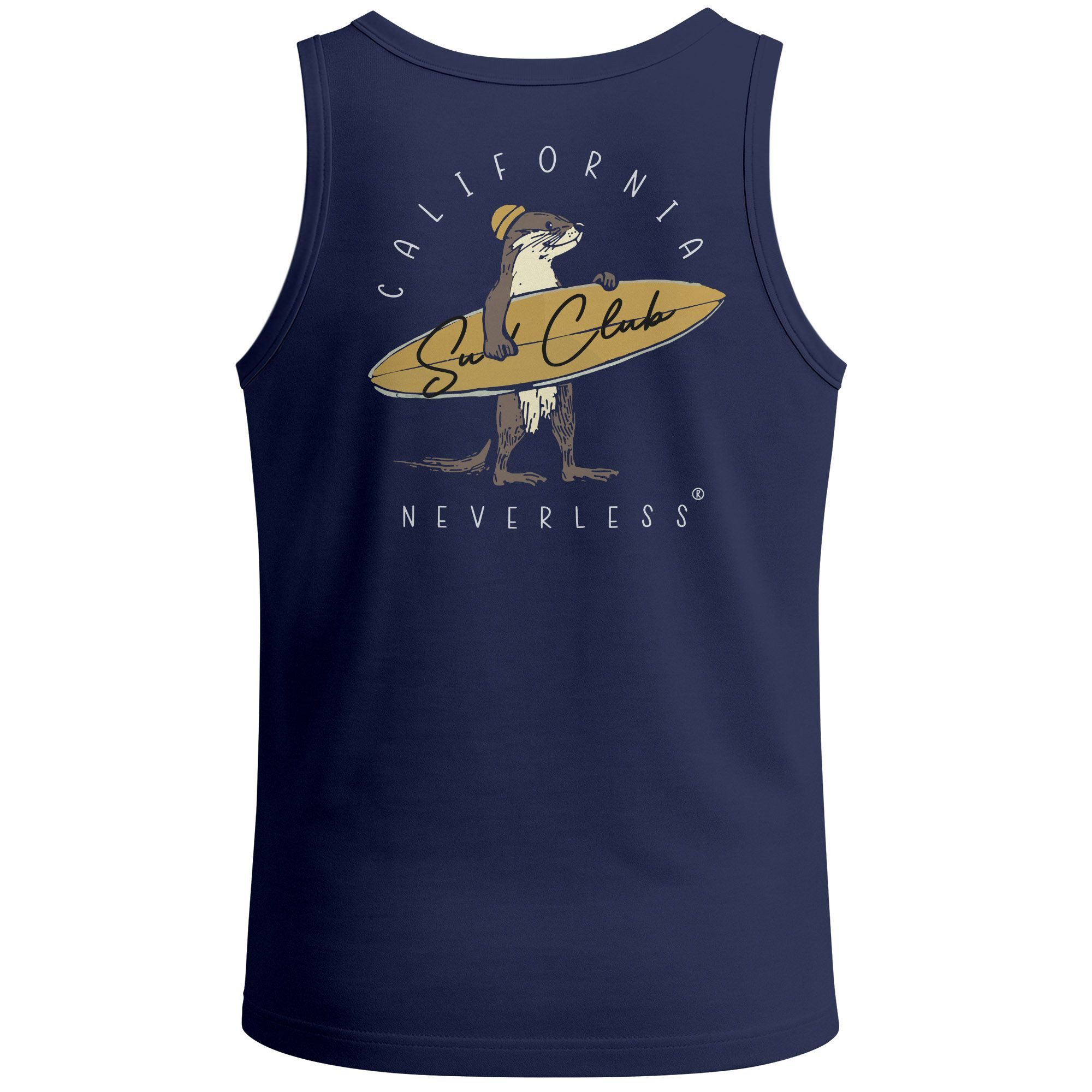 Tanktop Herren Tank-Top Backprint Surfing Otter California Surf Club Sommer